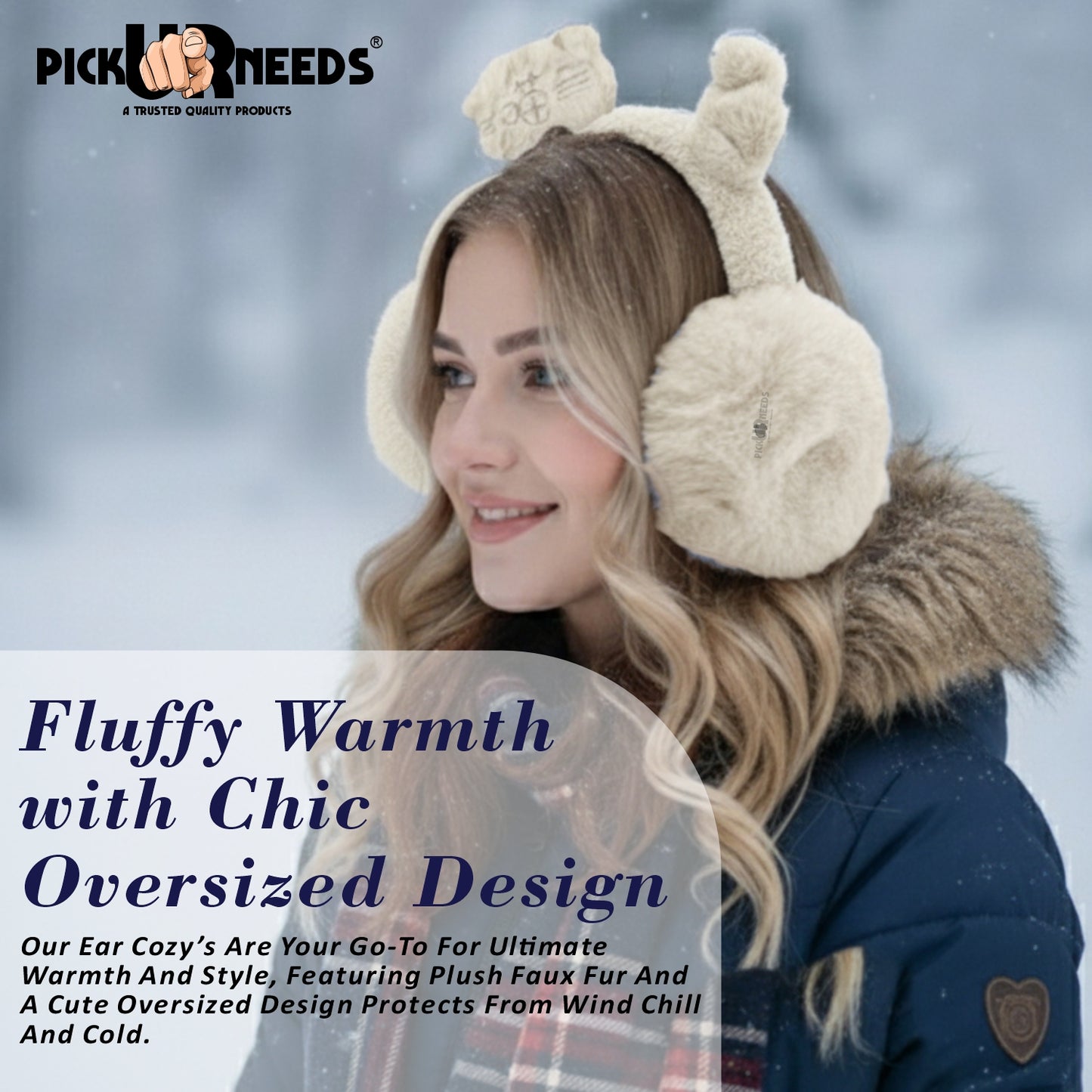 Pick Ur Needs Stylish Stone Design Foldable / Adjustable Ear Muff High Quality Furr Ear Warmer Ear Muff