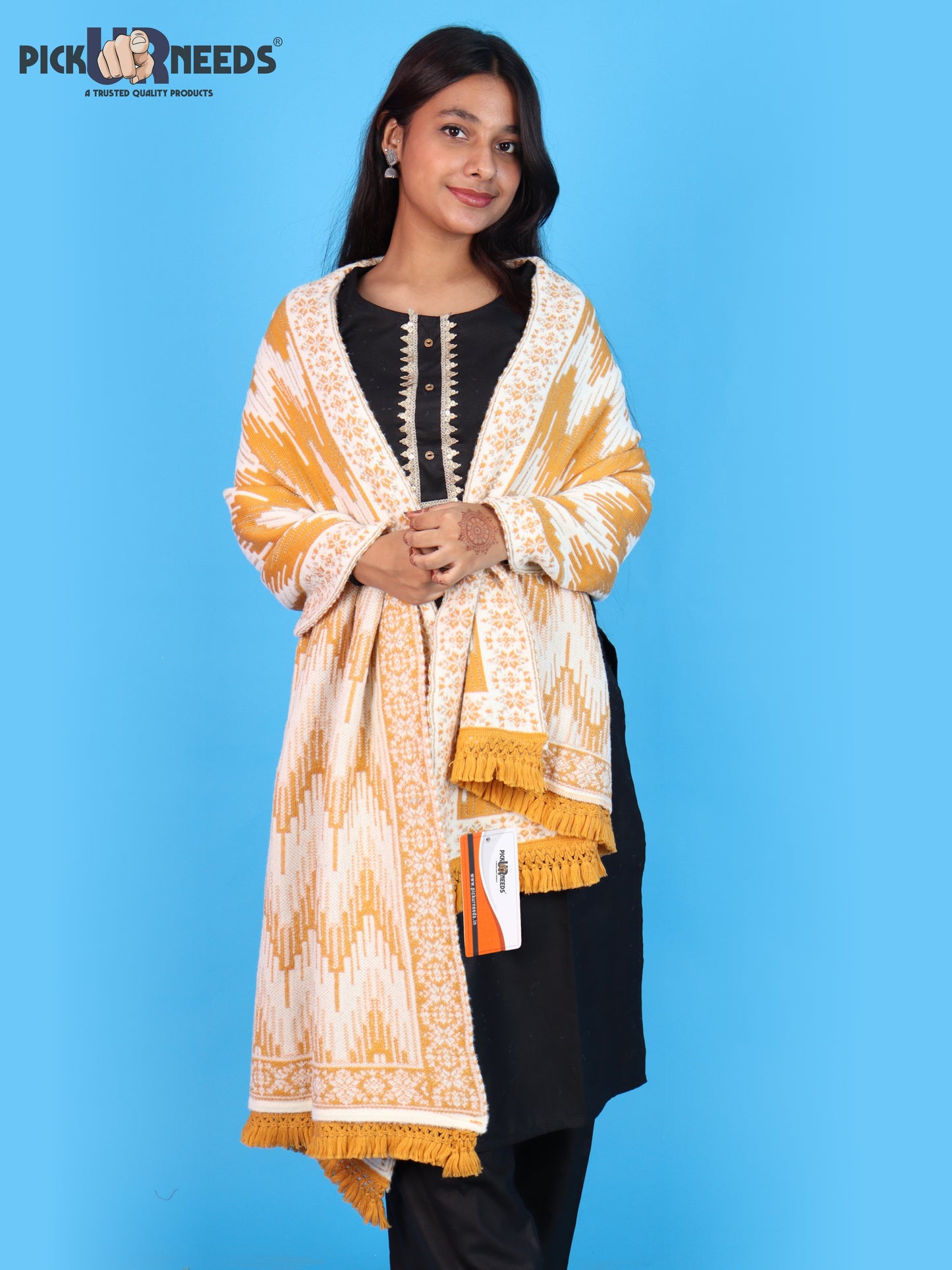 Pick Ur Needs Premium Wool Shawl For Womens & Girls Winter Muffler Soft Knitted Designer Wrap Warm Stole