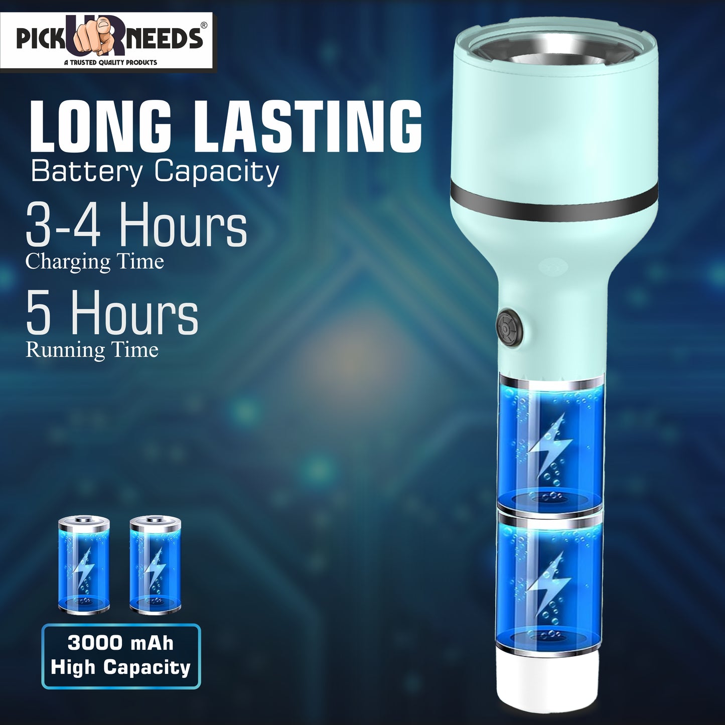 Pick Ur Needs Rechargeable Long Range Search Light With 4 Mode Light Long Battery Backup Torch 6 hrs Lantern Emergency Light