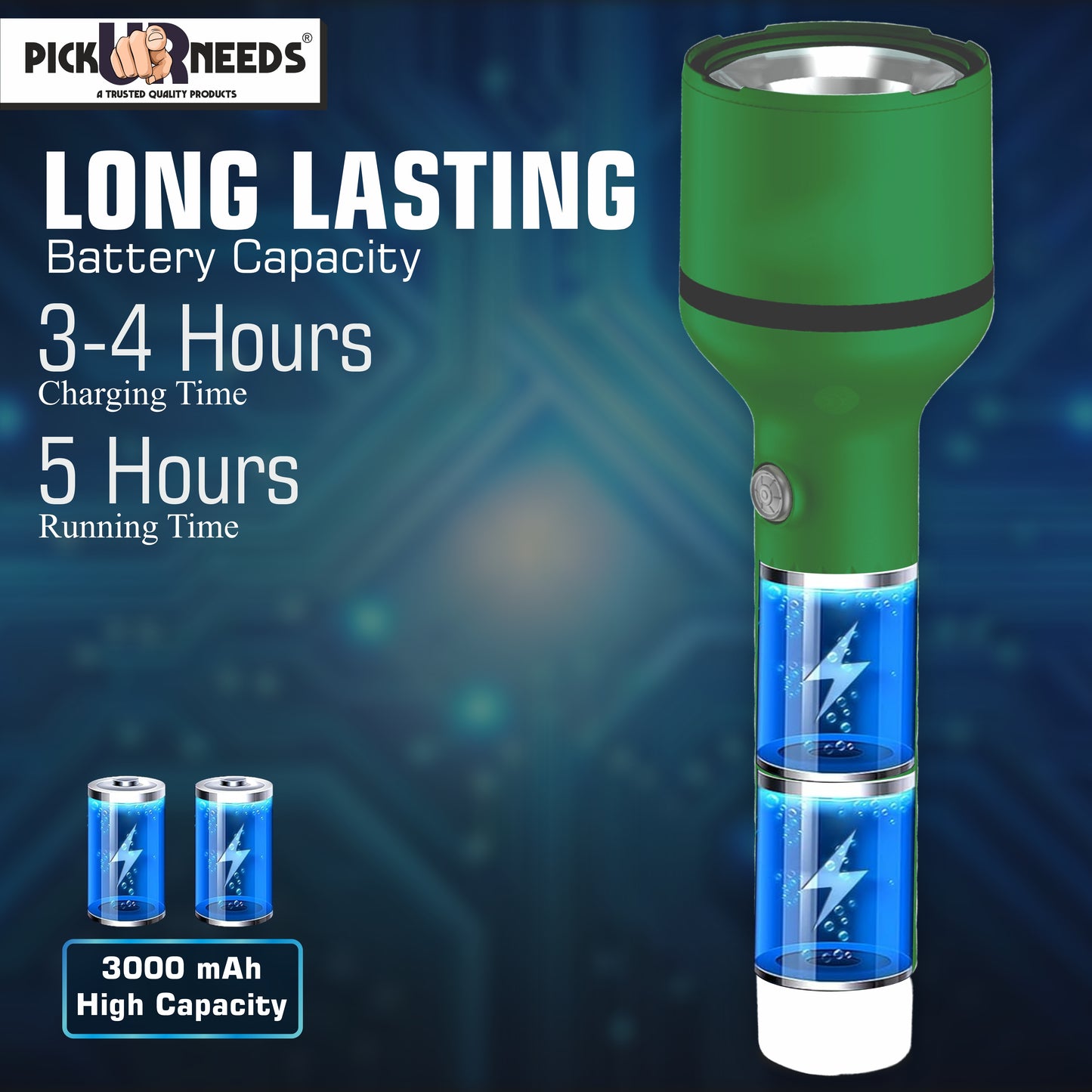 Pick Ur Needs Rechargeable Long Range Search Light With 4 Mode Light Long Battery Backup Torch 6 hrs Lantern Emergency Light