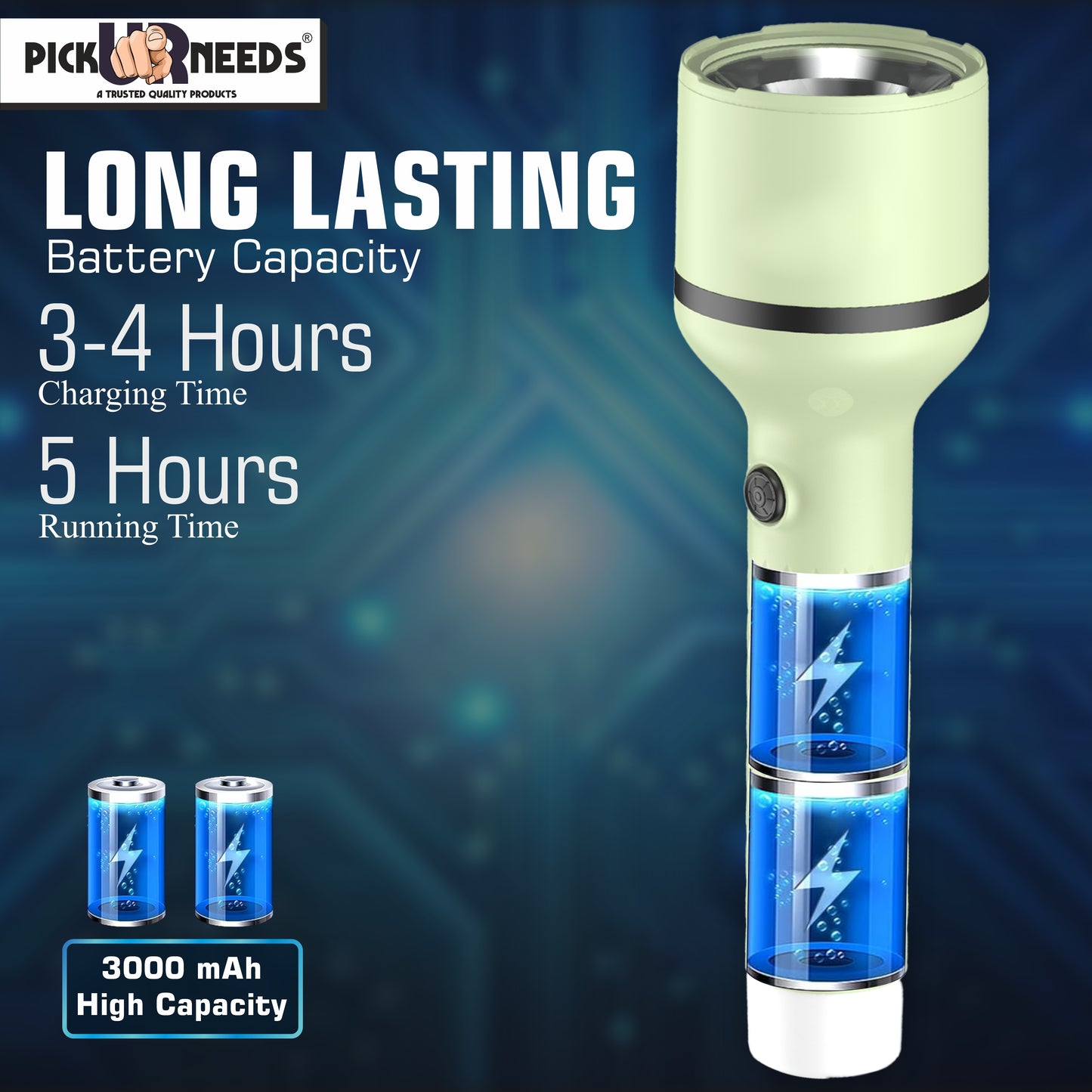 Pick Ur Needs Rechargeable Long Range Search Light With 4 Mode Light Long Battery Backup Torch 6 hrs Lantern Emergency Light