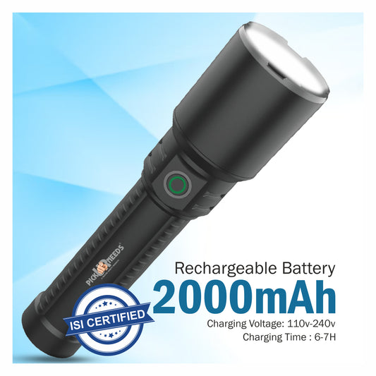 Pick Ur Needs Portable Rechargeable Mini Torch Light With Zooming Head Adjustable Focus LED 5 hrs Torch Emergency Light