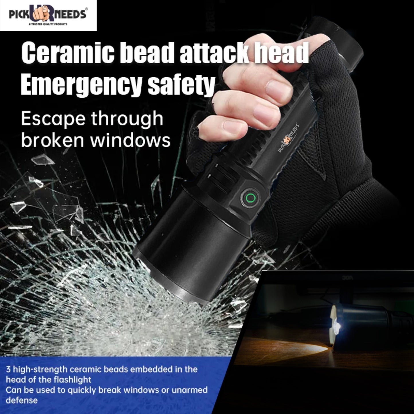 Pick Ur Needs Portable Rechargeable Mini Torch Light With Zooming Head Adjustable Focus LED 5 hrs Torch Emergency Light