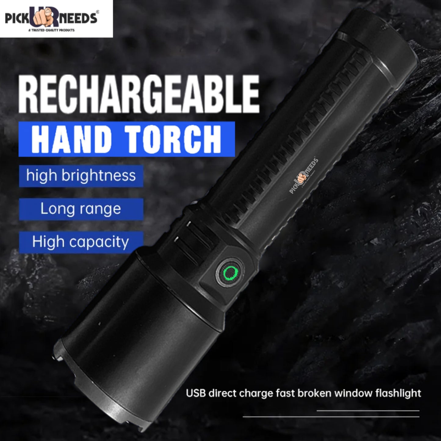 Pick Ur Needs Portable Rechargeable Mini Torch Light With Zooming Head Adjustable Focus LED 5 hrs Torch Emergency Light