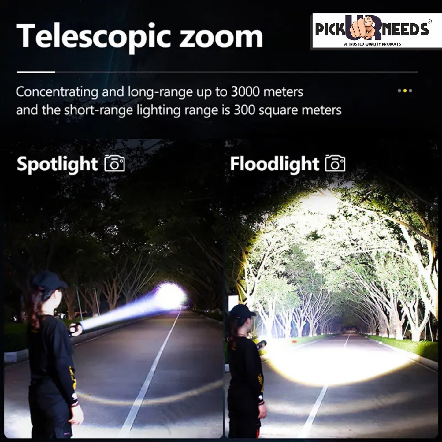 Pick Ur Needs Portable Rechargeable Mini Torch Light With Zooming Head Adjustable Focus LED 5 hrs Torch Emergency Light