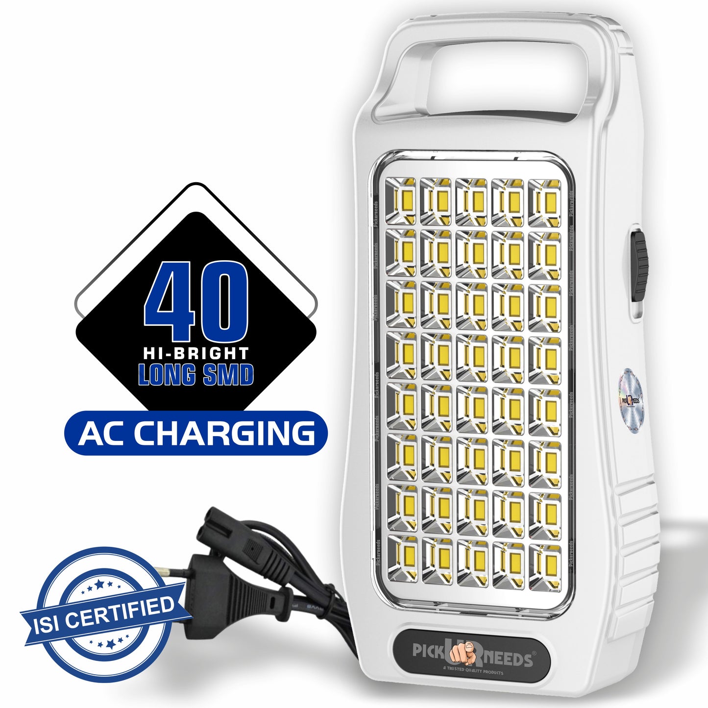 Pick Ur Needs 50W Rechargeable Emergency Light With 40 SMD Big LED 4500mAh Long Battery Backup 8 hrs Lantern Emergency Light