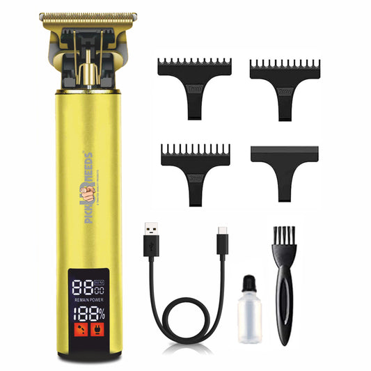 Pick Ur Needs Rechargeable Hair Shaver/Clipper Beard Cut Machine Smart LED 1200mAh Battery 5W Trimmer 120 min Runtime 3 Length Settings (Gold)