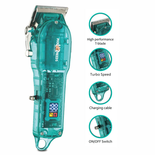 Pick Ur Needs Professional Rechargeable Hair Trimmer/Shaver With Smart LED Transparent Design Trimmer 200 min Runtime 4 Length Settings  (Green)