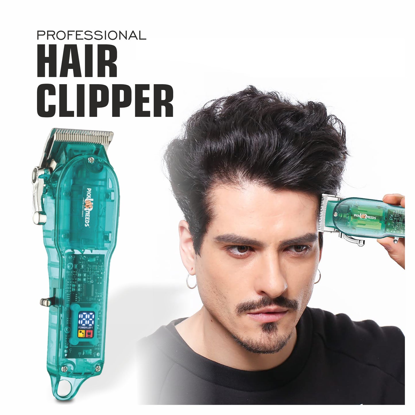 Pick Ur Needs Professional Rechargeable Hair Trimmer/Shaver With Smart LED Transparent Design Trimmer 200 min Runtime 4 Length Settings  (Green)