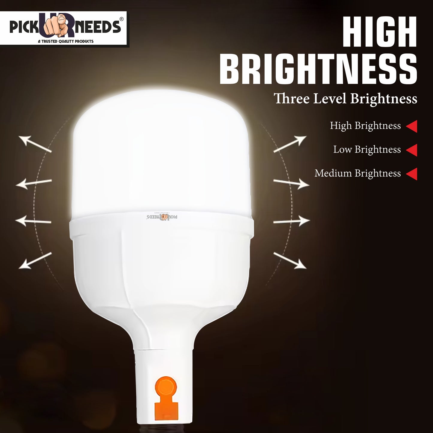 Pick Ur Needs Rechargeable Bright LED Bulb 100W With 3 Type Light Mode Support Solar Charging 5 hrs Bulb Emergency Light