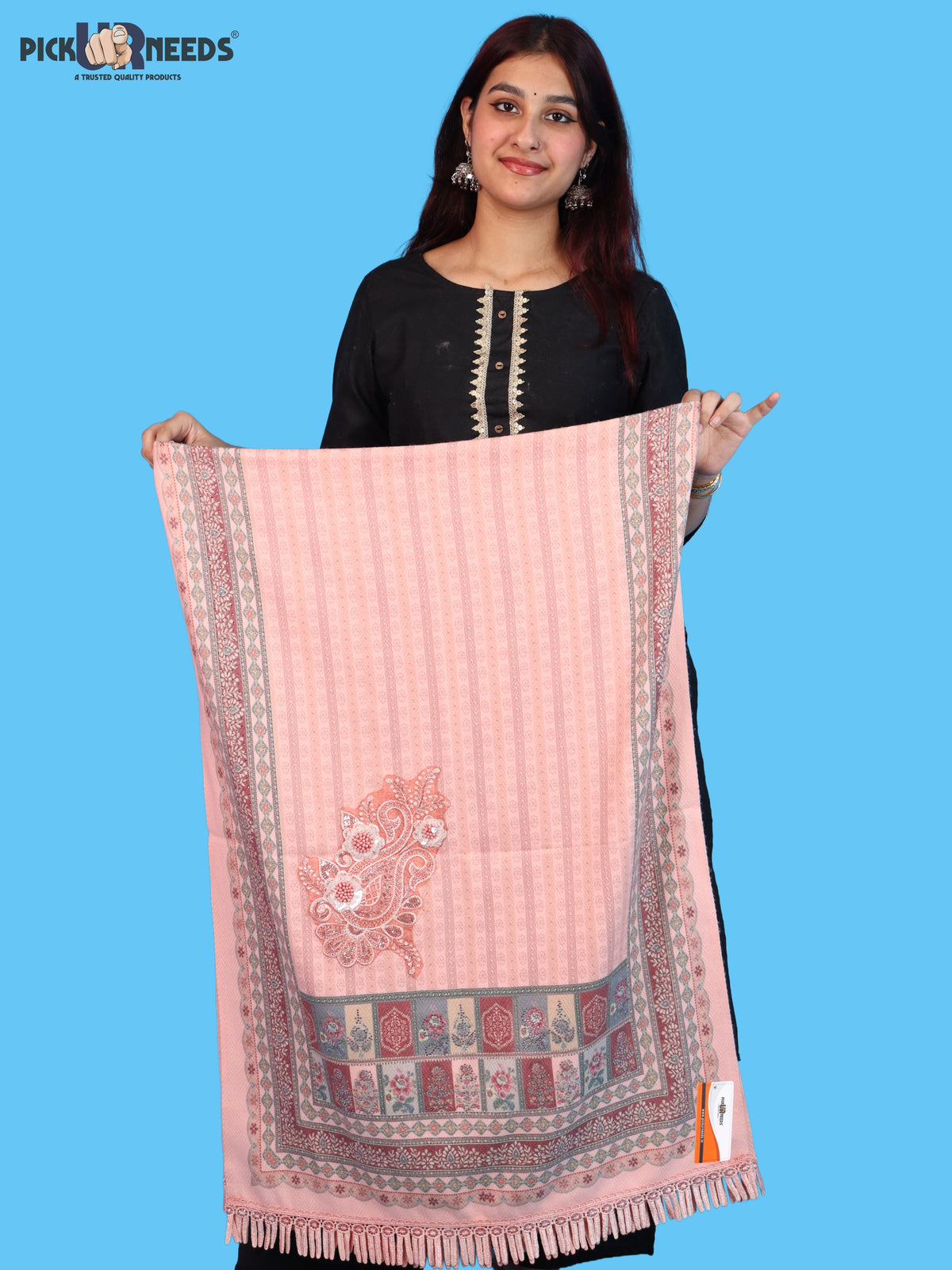 Pick Ur Needs Premium Soft Woolen Women & Girls Stylish Shawl with Elegant Design for Winter & Wedding