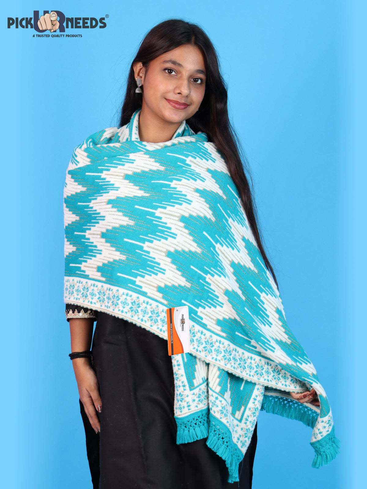Pick Ur Needs Premium Wool Shawl For Womens & Girls Winter Muffler Soft Knitted Designer Wrap Warm Stole