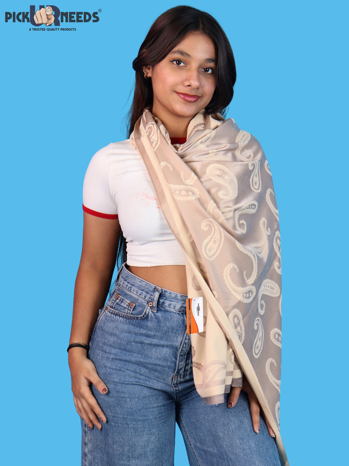 Pick Ur Needs Women & Girls Reversible 2 in 1 Woolen Muffler Soft Warm Dual Side Winter Scarf with Elegant Paisley Pattern
