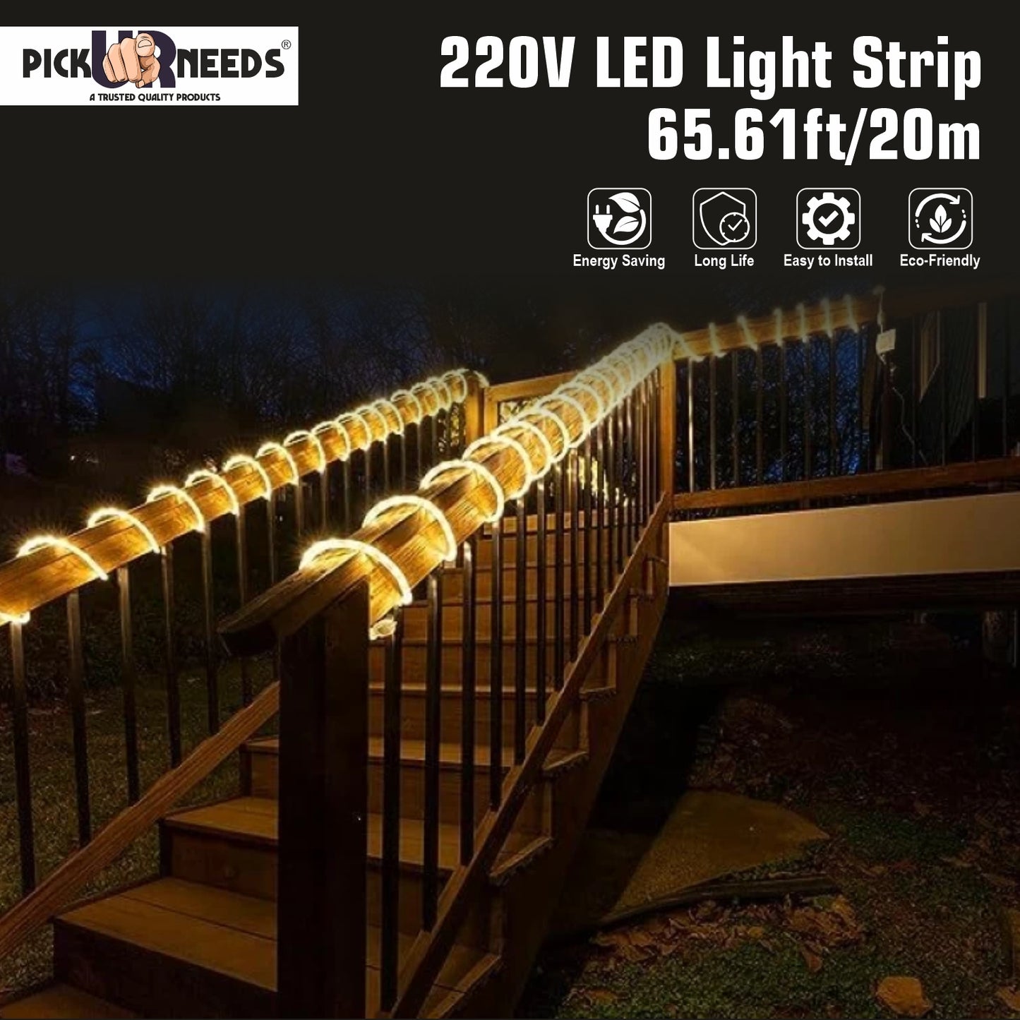 Pick Ur Needs 20M 2400 LED Strip Light-ultra-bright, energy-efficient white LED strip.