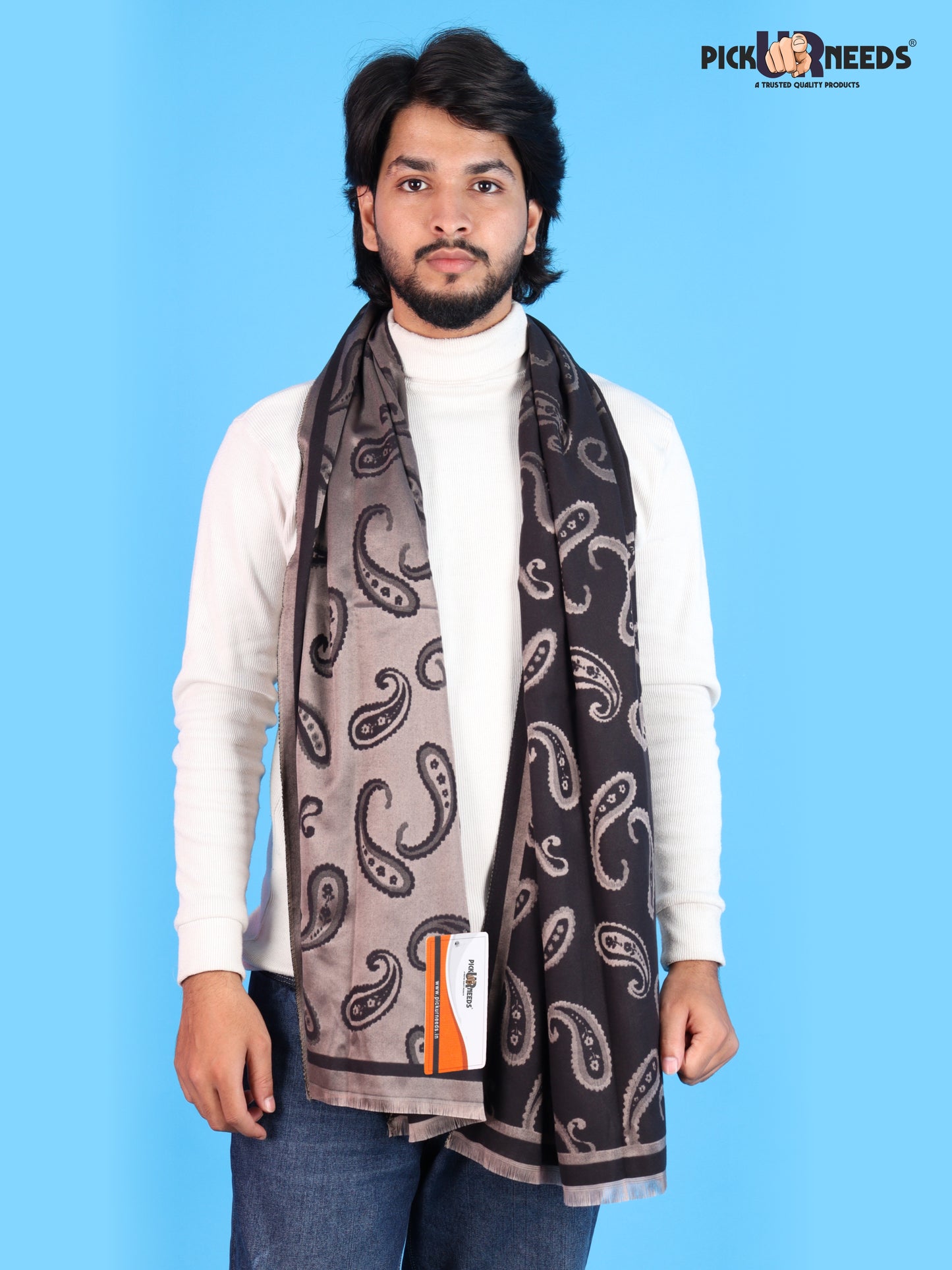 Pick Ur Needs Mens 2-in-1 Shawl & Stole, Elegant Paisley Print Winter Wrap, Lightweight Warm Shoulder Scarf for Boys, Stylish Reversible-Style