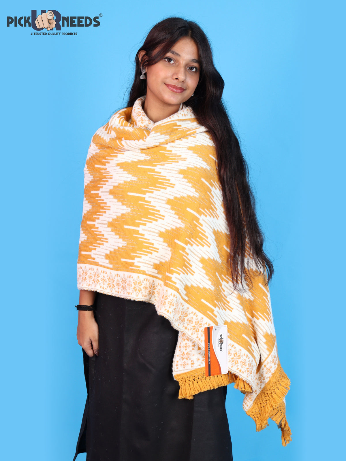 Pick Ur Needs Premium Wool Shawl For Womens & Girls Winter Muffler Soft Knitted Designer Wrap Warm Stole