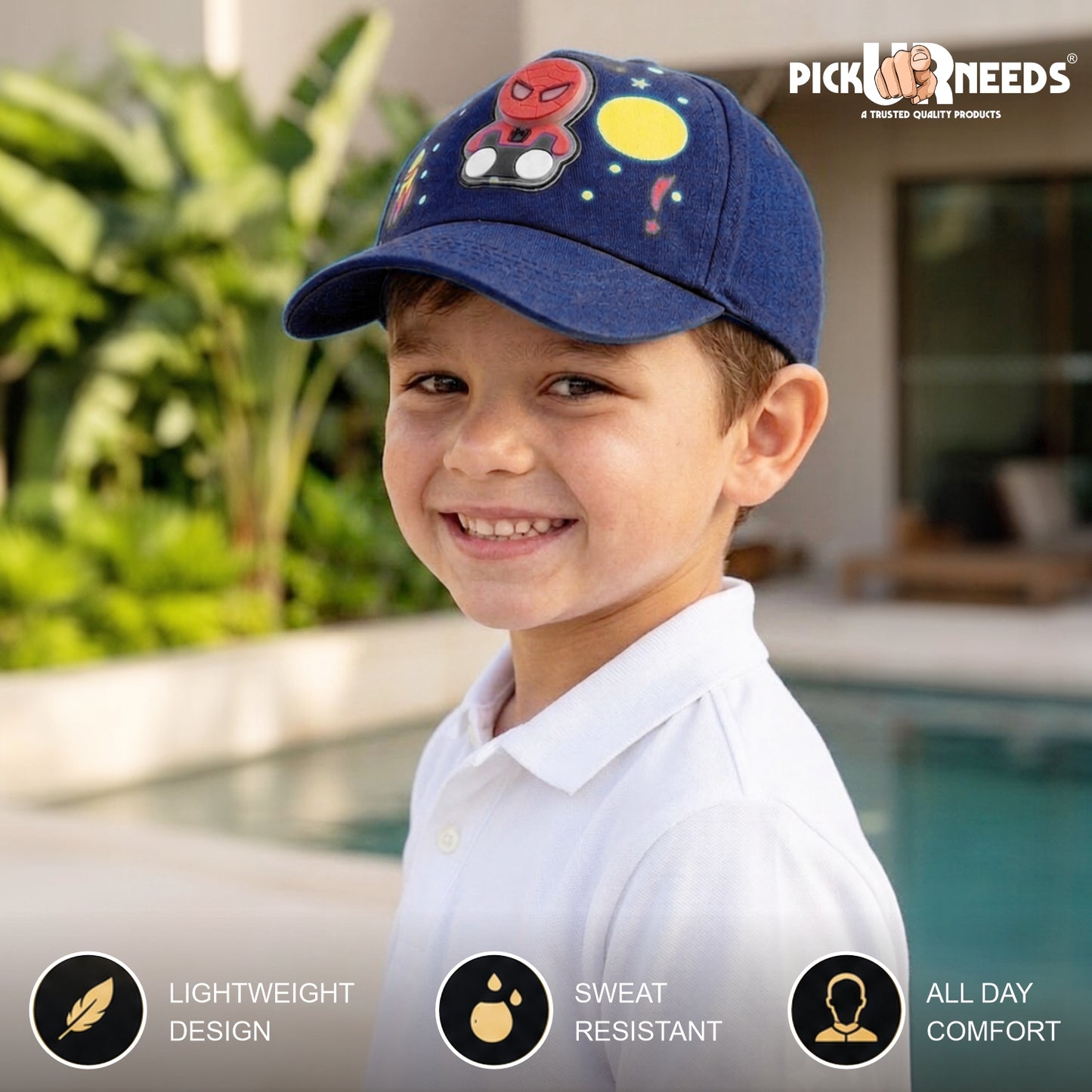 Pick Ur Needs Kids Superhero Style Baseball Cap Adjustable Cartoon Theme Sun Hat for Boys & Girls
