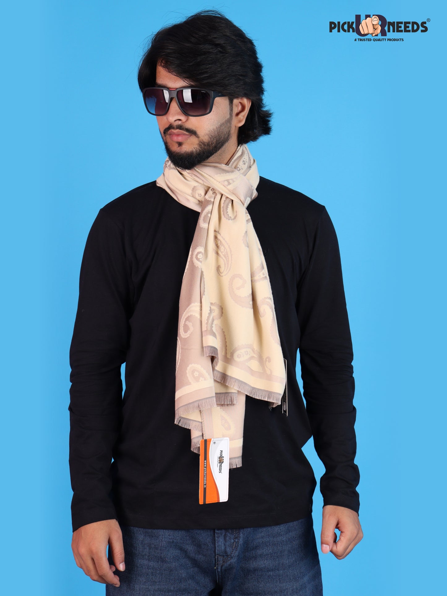 Pick Ur Needs Mens 2-in-1 Shawl & Stole, Elegant Paisley Print Winter Wrap, Lightweight Warm Shoulder Scarf for Boys, Stylish Reversible-Style