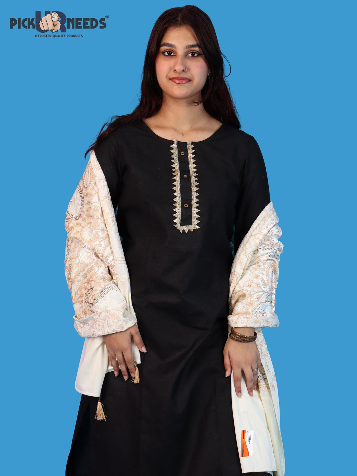 Pick Ur Needs Premium Winter Shawl for Women Ultra Soft & Cozy Warm Velvet Fabric with Rich Traditional Floral Design For Girls