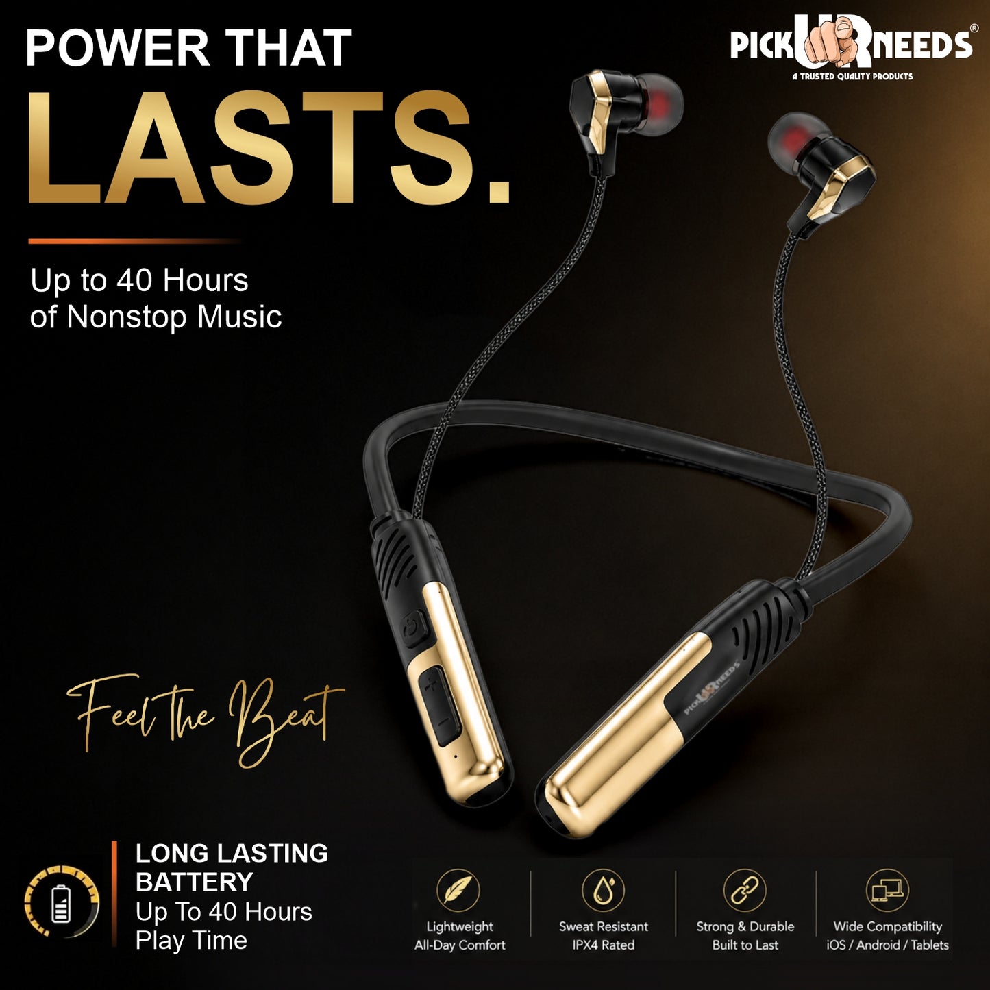 Wireless Bluetooth Neckband Earphones with Magnetic Earbuds , Hands-Free Calling