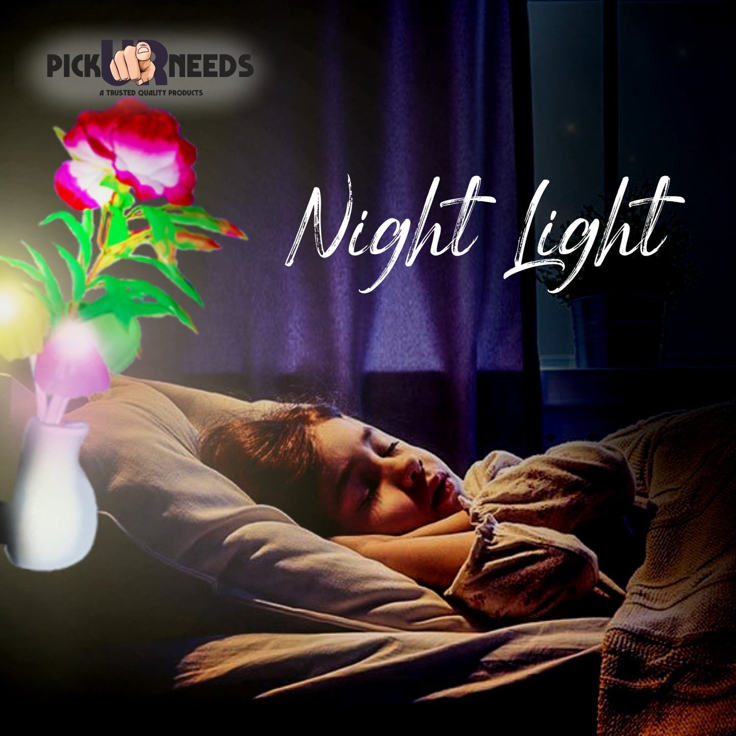 Pick Ur Needs Auto On/Off Color Changing Sensor LED Night Light Mushroom Lamp Plu
