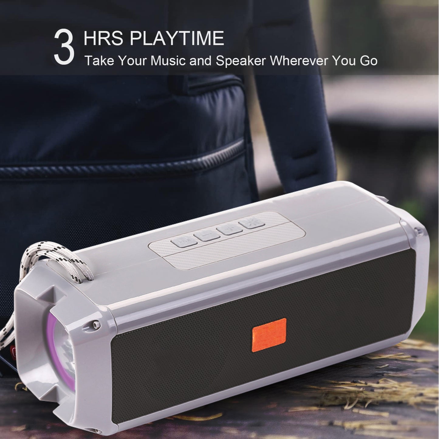 Pick Ur Needs Bluetooth 5.0 Portable Wireless Speaker with RGB Disco Light, 5 Light Modes, USB/TF Card Support & 3 Hours Playtime