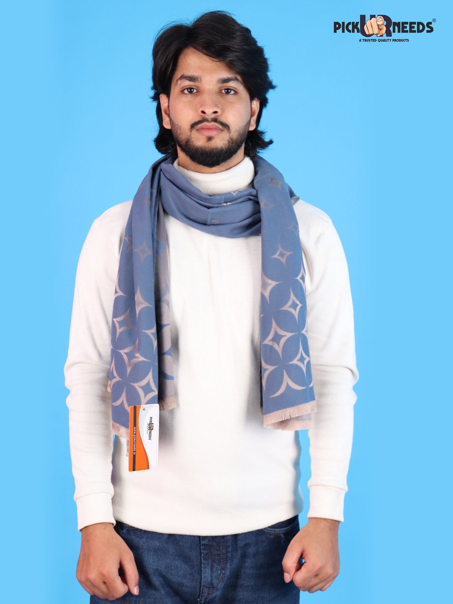 Pick Ur Needs Mens 2-in-1 Reversible Shawl Stylish Printed Winter Shawl for Boys Soft Warm Woolen Stole Premium Large Winter Wrap