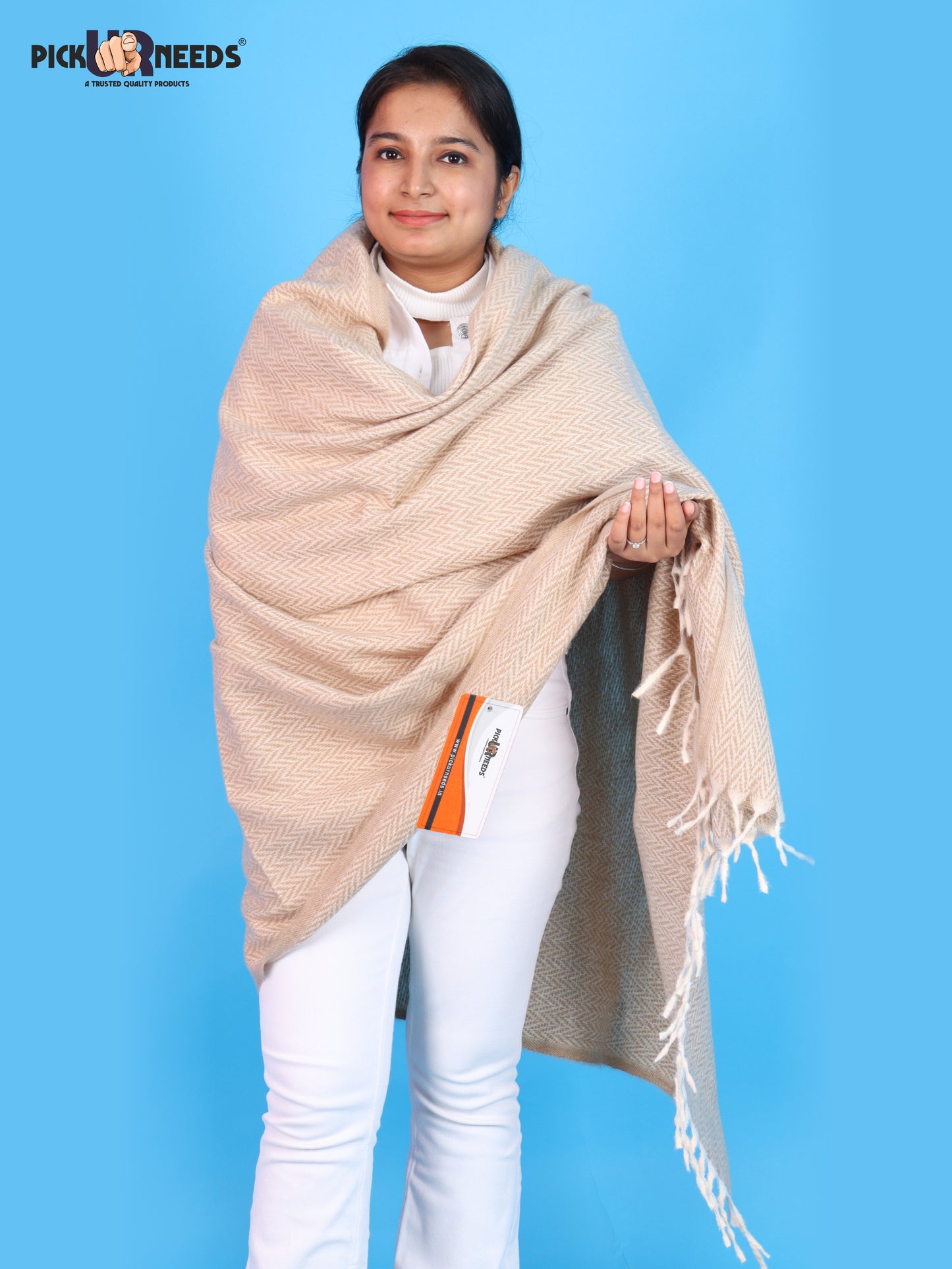 Pick Ur Needs Women’s Winter Muffler Shawl Soft & Warm Knitted Herringbone Wrap with Elegant Fringe Stole For Girls