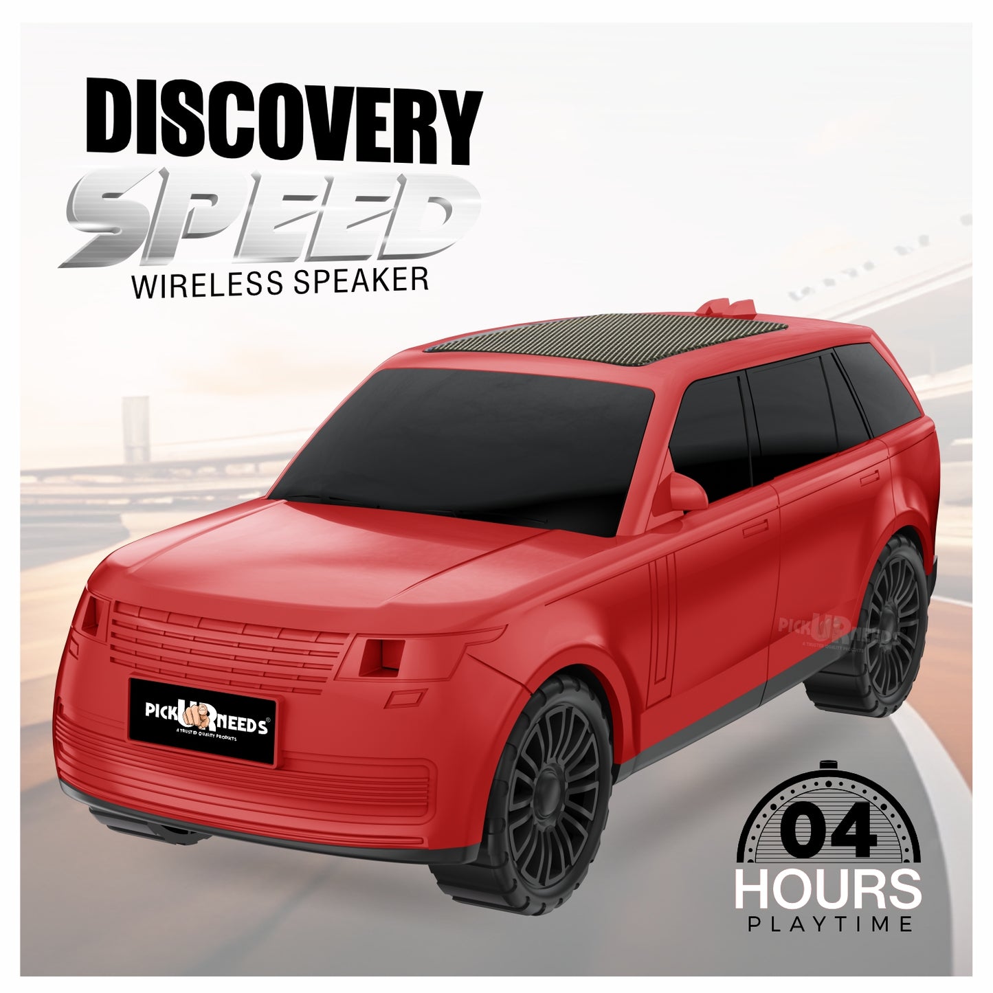 Pick Ur Needs Car Shape Wireless Bluetooth Portable Rechargeable Speaker LED Headlights  TF Card, USB, AUX, Type-C