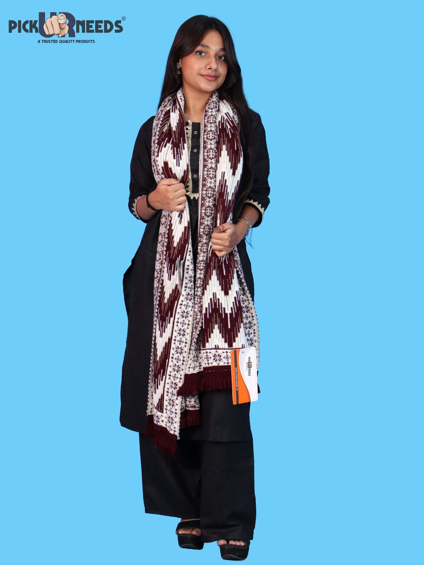 Pick Ur Needs Premium Wool Shawl For Womens & Girls Winter Muffler Soft Knitted Designer Wrap Warm Stole