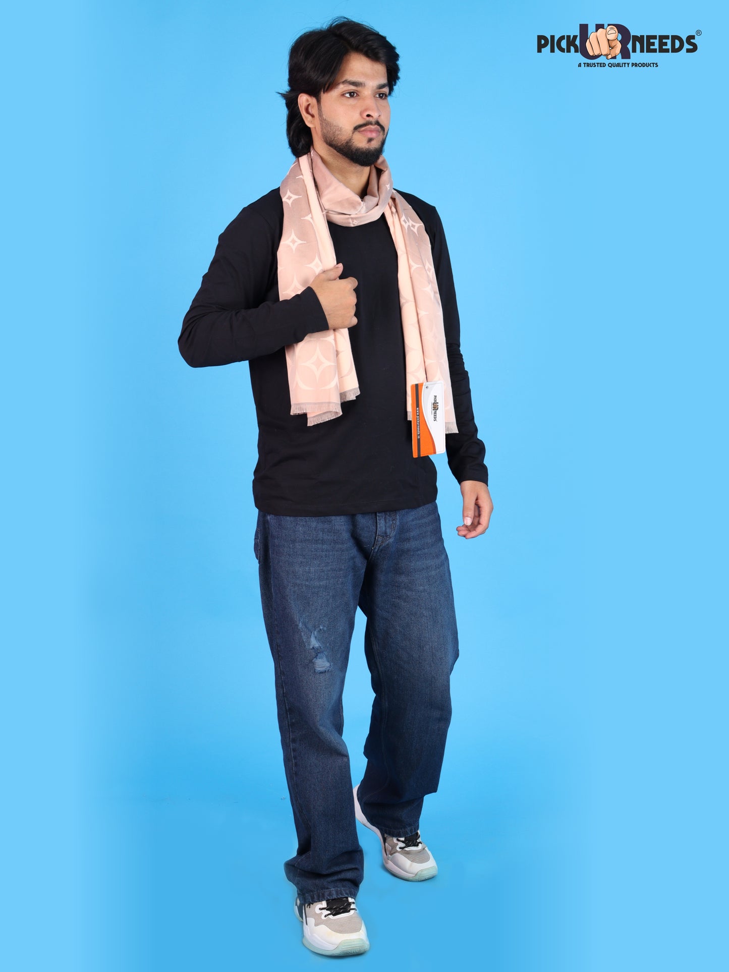 Pick Ur Needs Mens 2-in-1 Reversible Shawl Stylish Printed Winter Shawl for Boys Soft Warm Woolen Stole Premium Large Winter Wrap