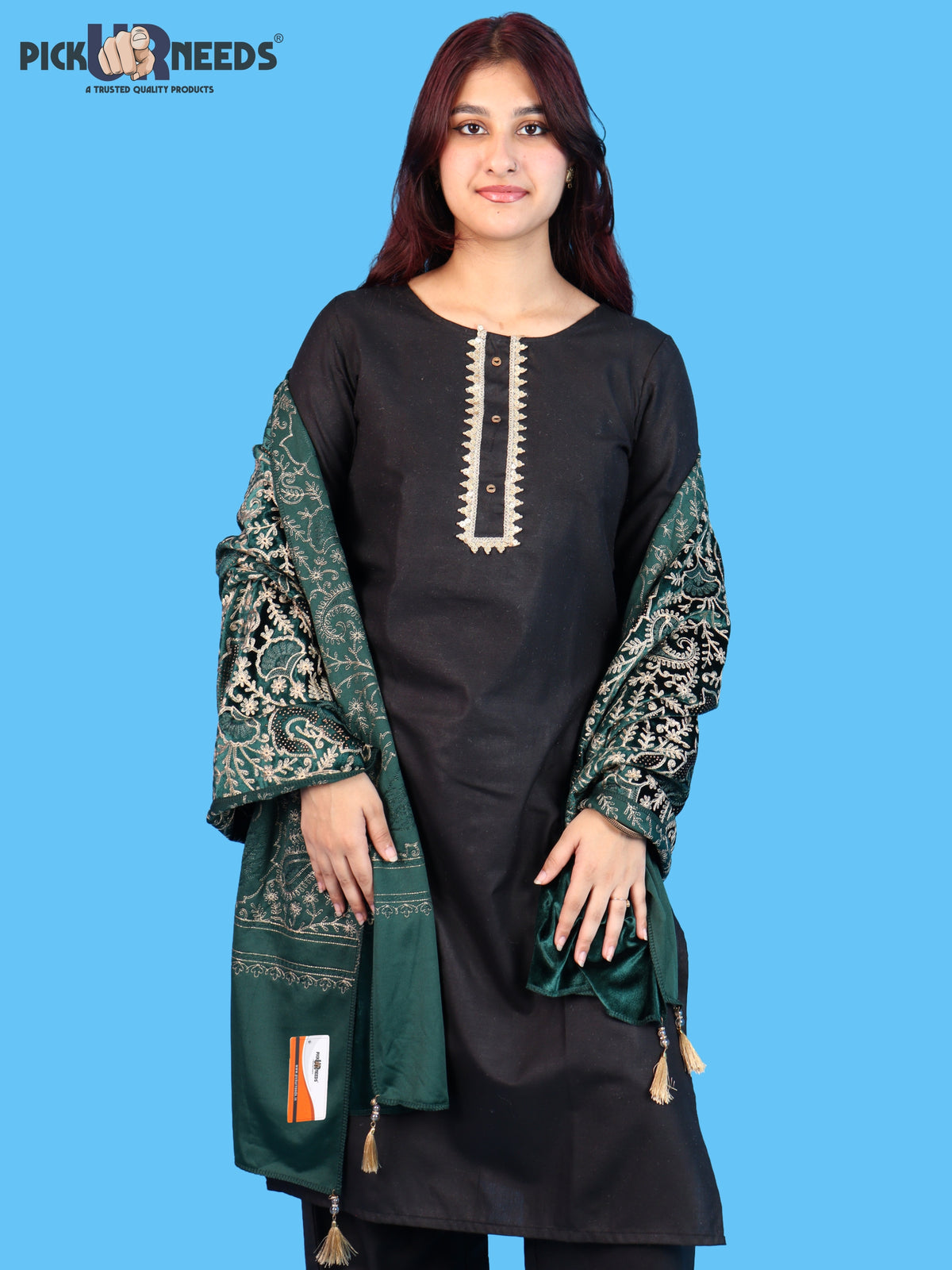 Pick Ur Needs Premium Winter Shawl for Women Ultra Soft & Cozy Warm Velvet Fabric with Rich Traditional Floral Design For Girls