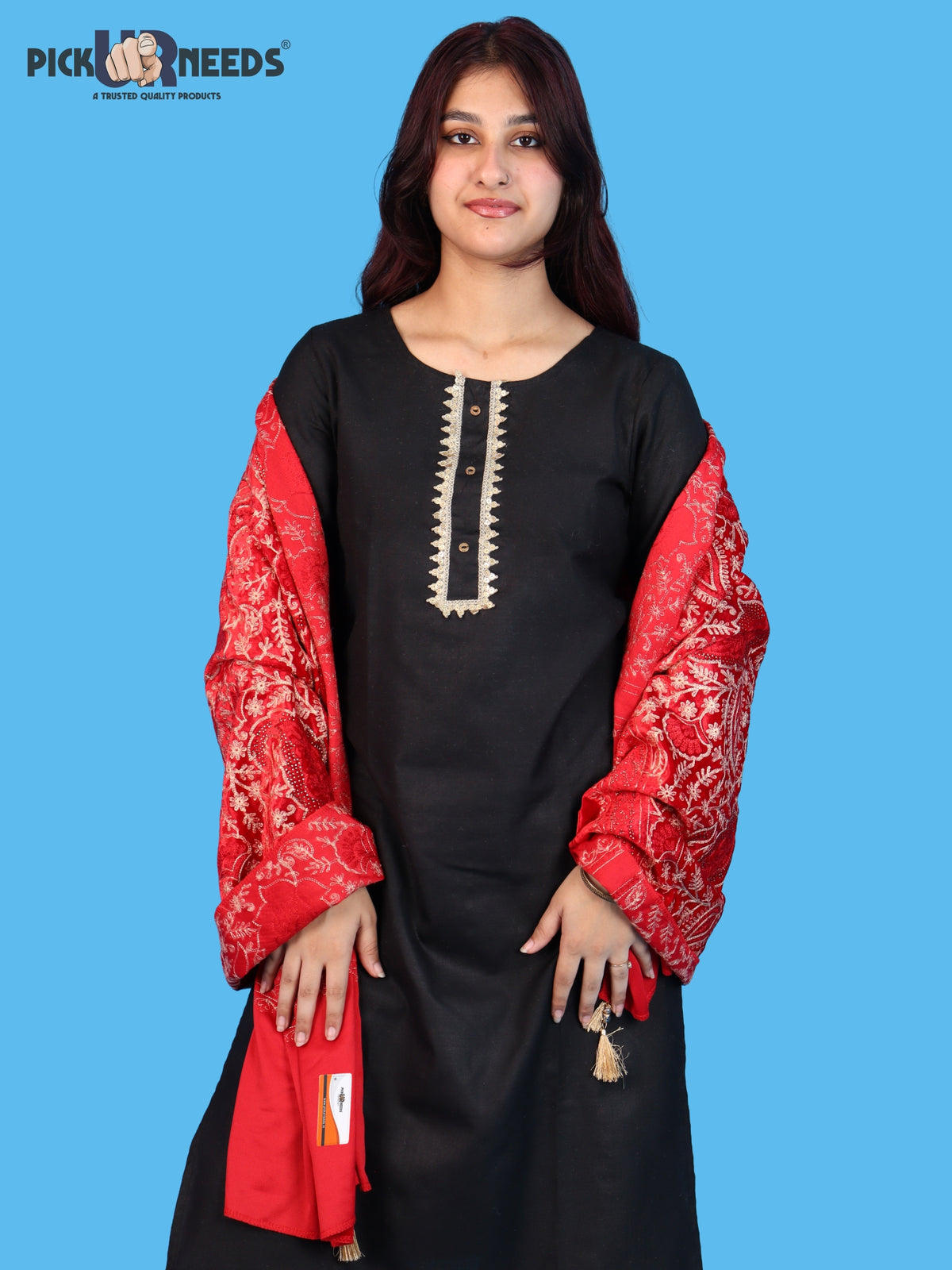 Pick Ur Needs Premium Winter Shawl for Women Ultra Soft & Cozy Warm Velvet Fabric with Rich Traditional Floral Design For Girls