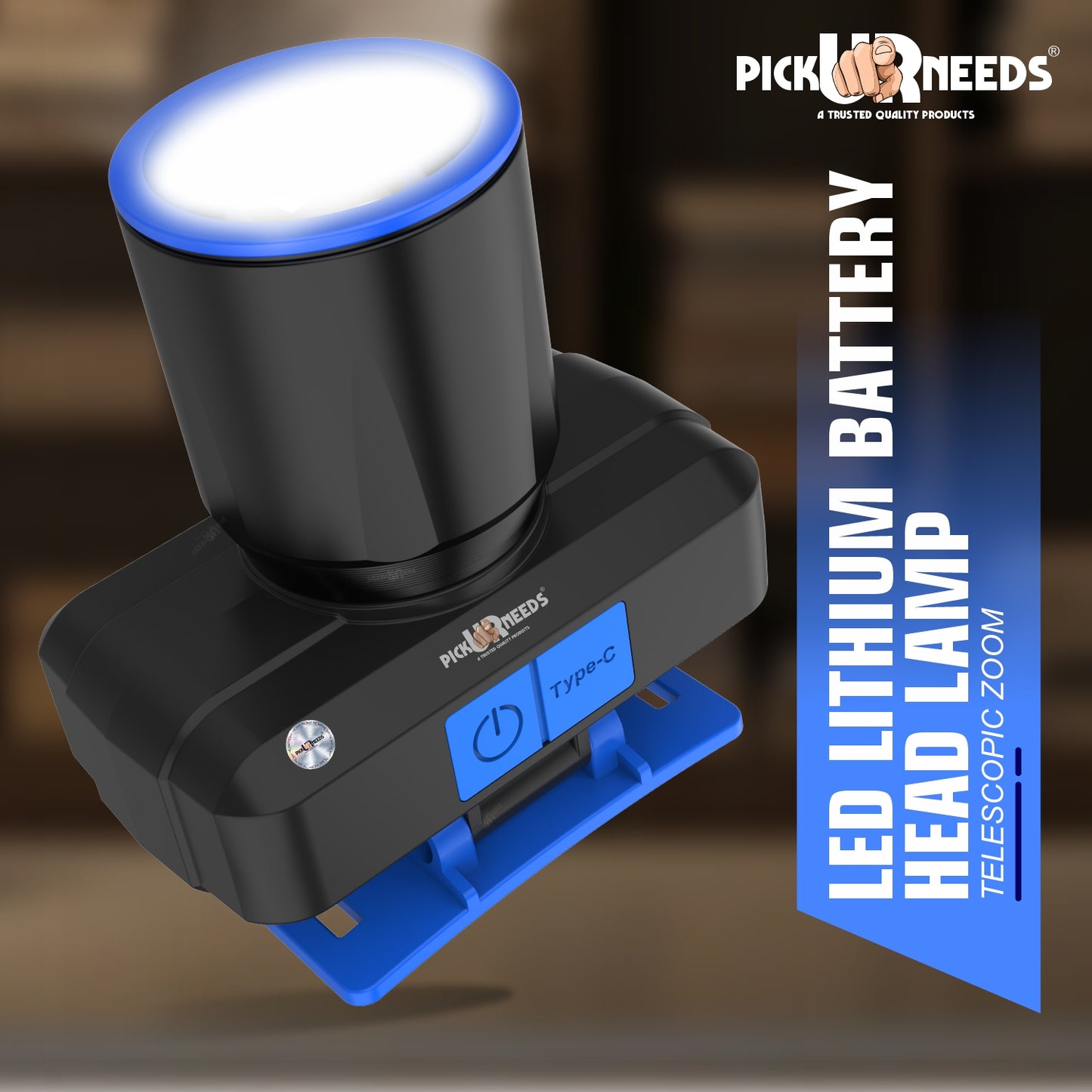 Pick Ur Needs Zoomable Rechargeable 100W Bright LED Head Lamp 1200mAh Battery 3 hrs Torch Emergency Light