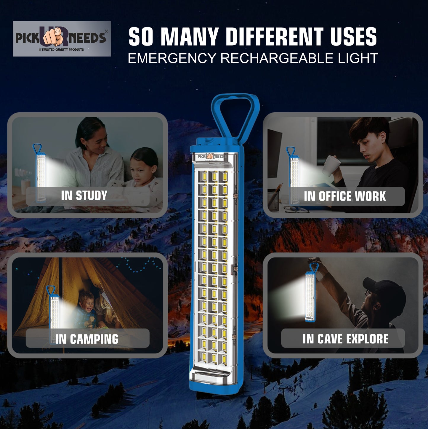 Pick Ur Needs Chargeable Emergency Light Touch Sensor On / Off 45 SMD High Bright LED 1600 mAh 5 hrs Flood Lamp Emergency Light  (Blue)