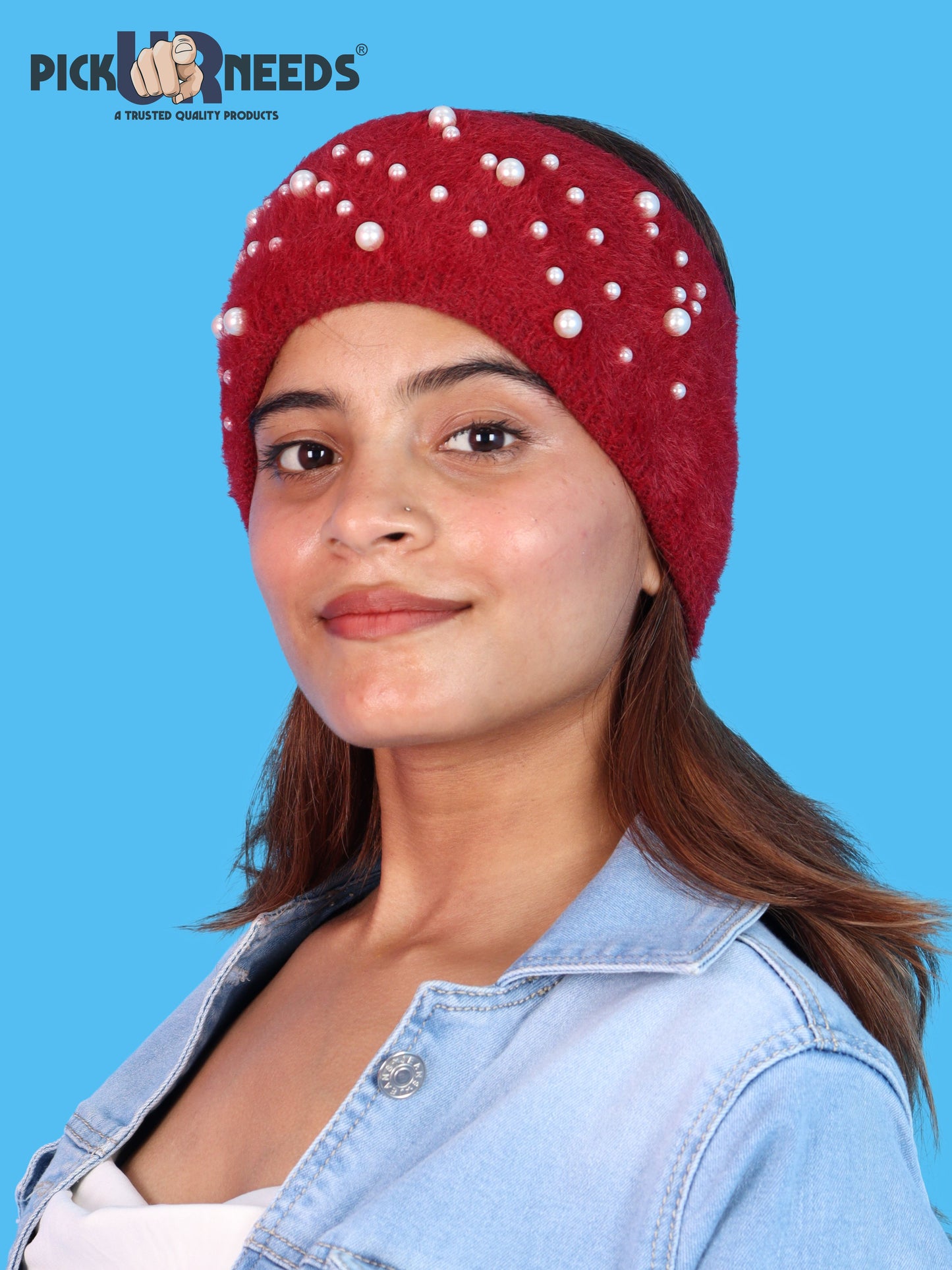 Pick Ur Needs Stylish & Cozy Pearl Embellished Winter Headband