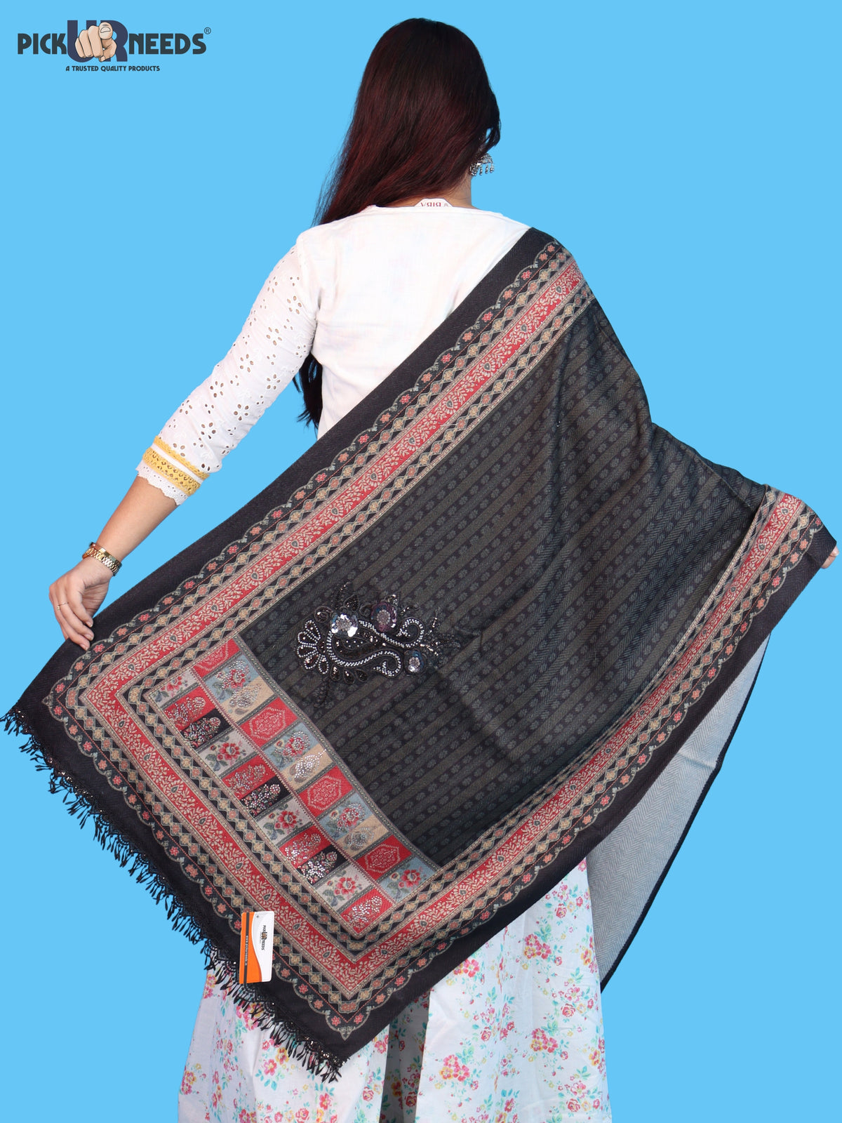 Pick Ur Needs Premium Soft Woolen Women & Girls Stylish Shawl with Elegant Design for Winter & Wedding