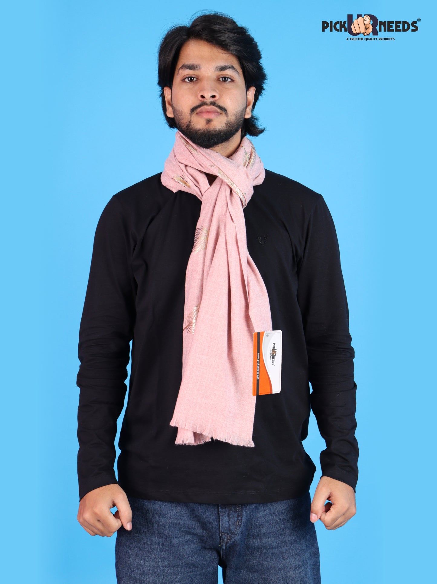 Pick Ur Needs Winter Shawl, Scarf, Stole & Muffler with Elegant Feather Print Soft Lightweight Winter Wrap for Men Stylish Scarf Stole for Kurta, Shirt For Boys