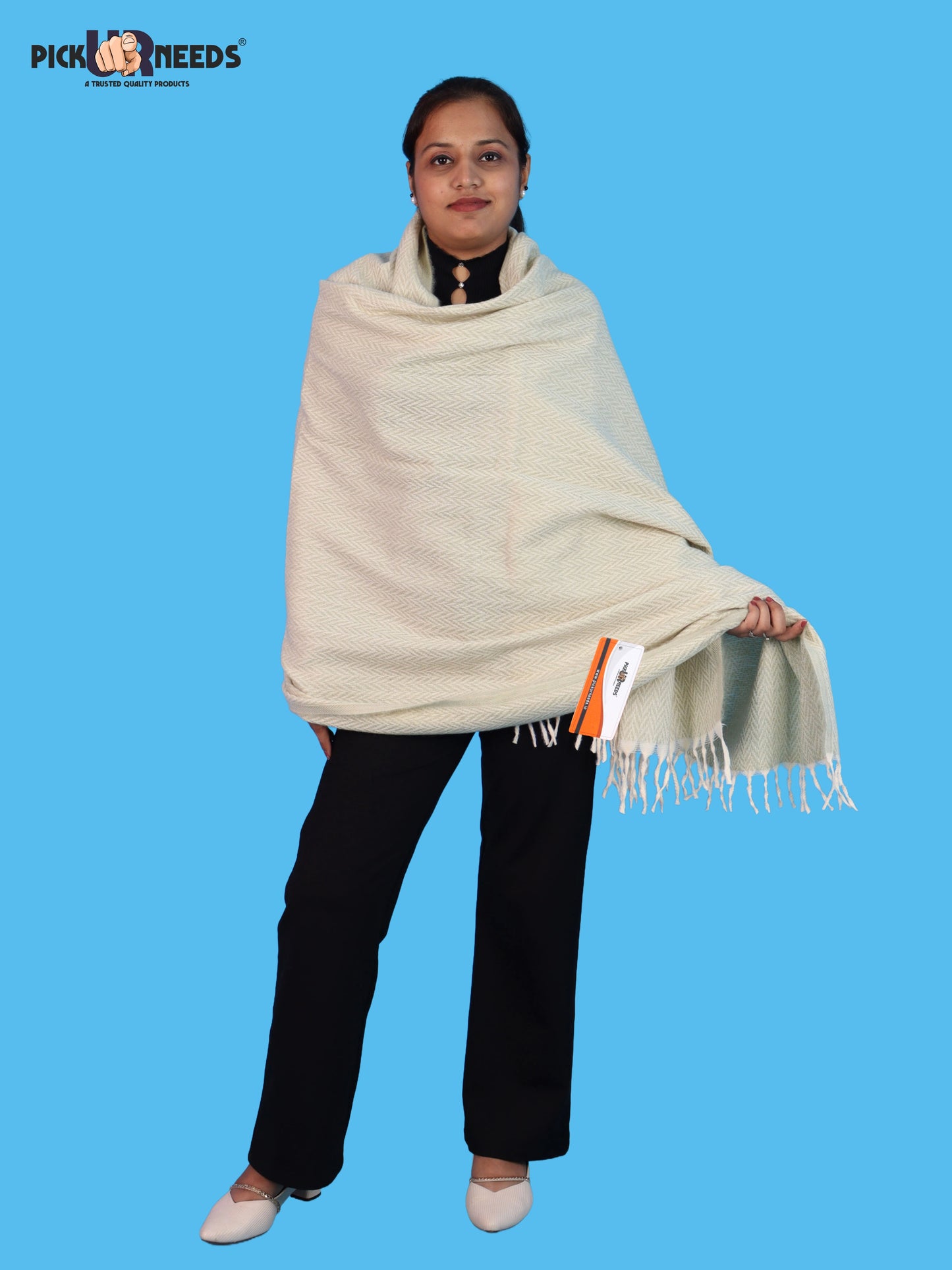 Pick Ur Needs Women’s Winter Muffler Shawl Soft & Warm Knitted Herringbone Wrap with Elegant Fringe Stole For Girls