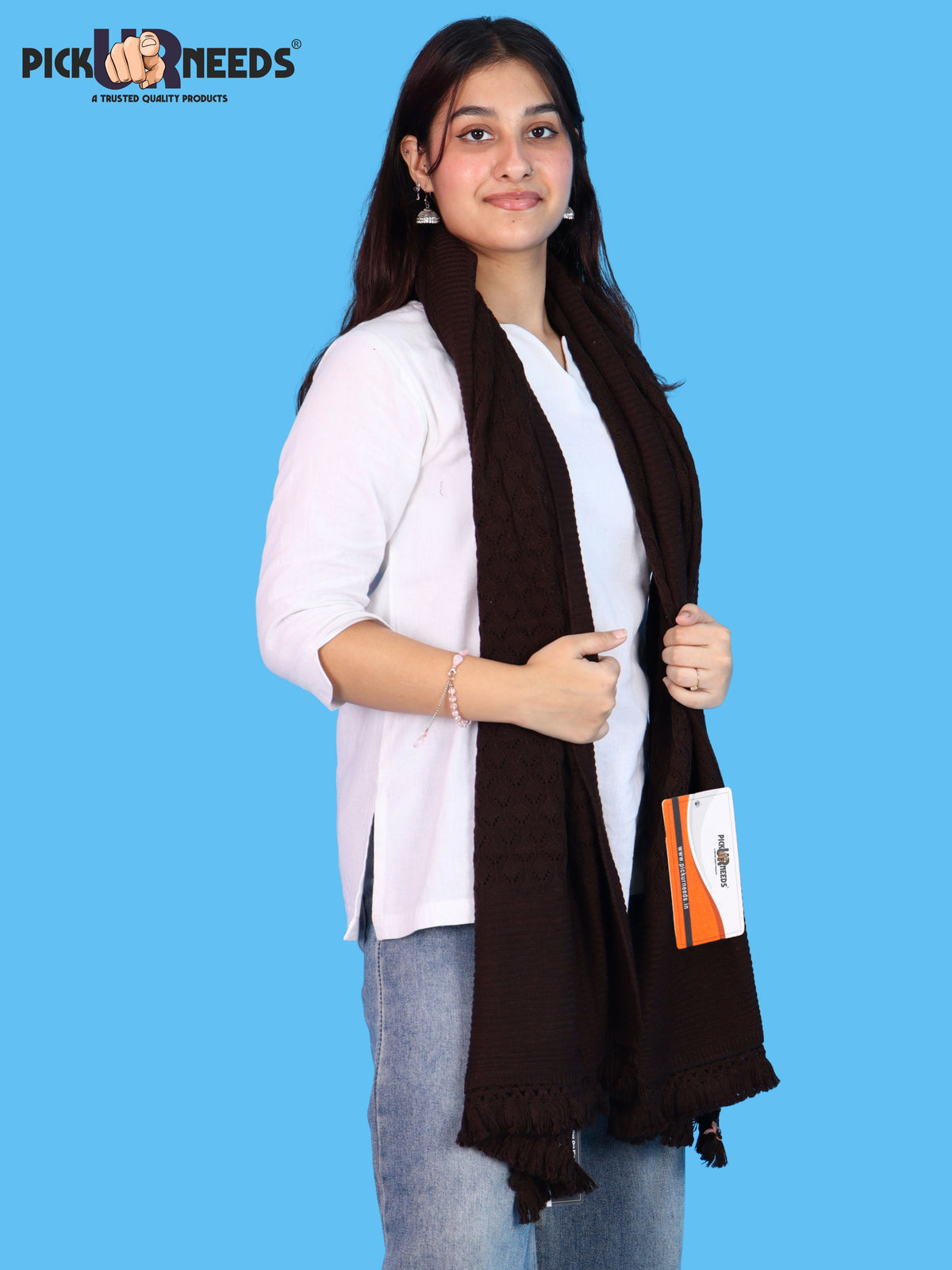 Pick Ur Needs Wool Self Design Women Shawl