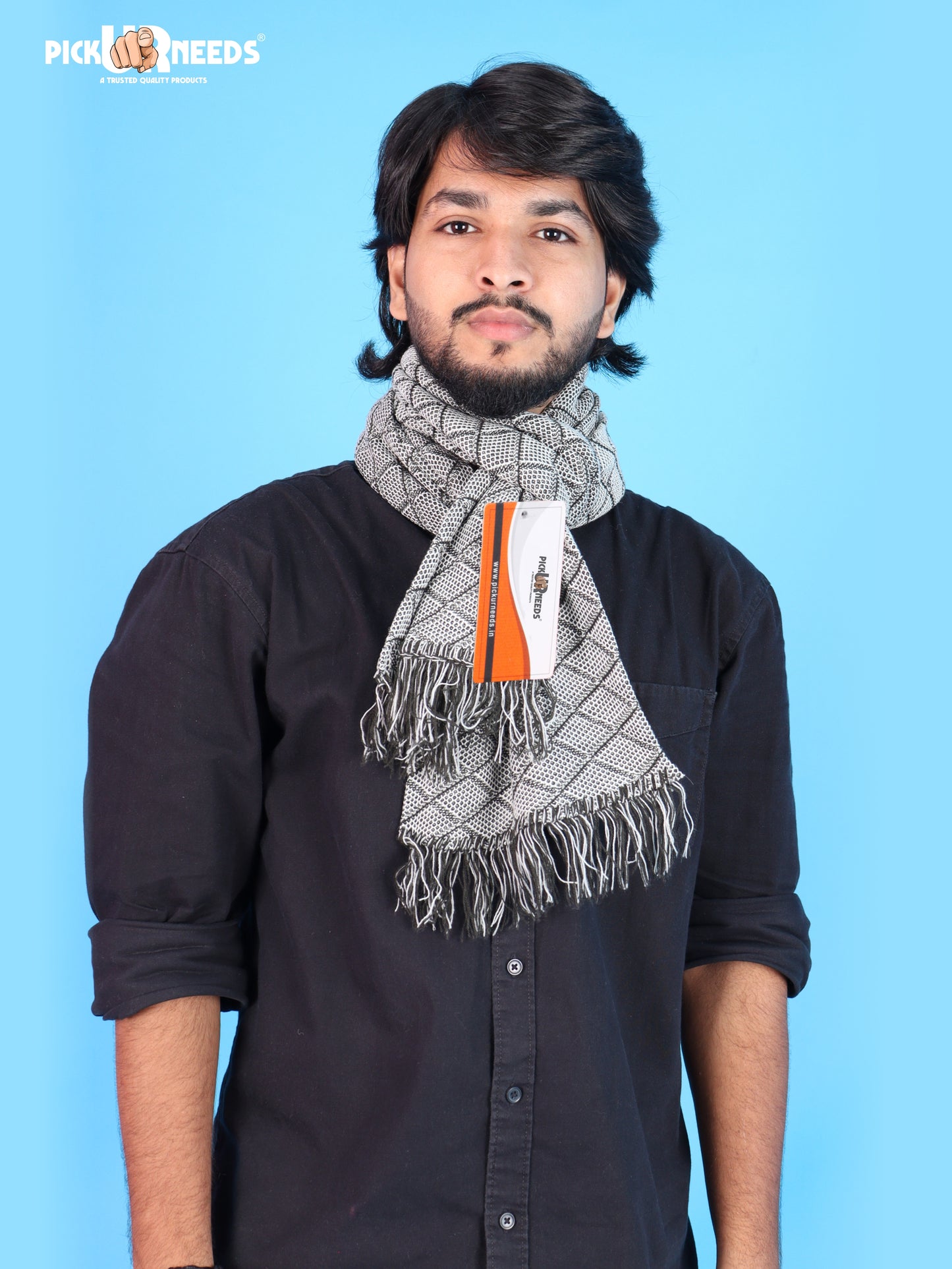 Pick Ur Needs Premium Men's Warm And Stylish Woolen Muffler Angoora With Solid Color Plain Design And Stylish Tussles Ends Muffler For Men