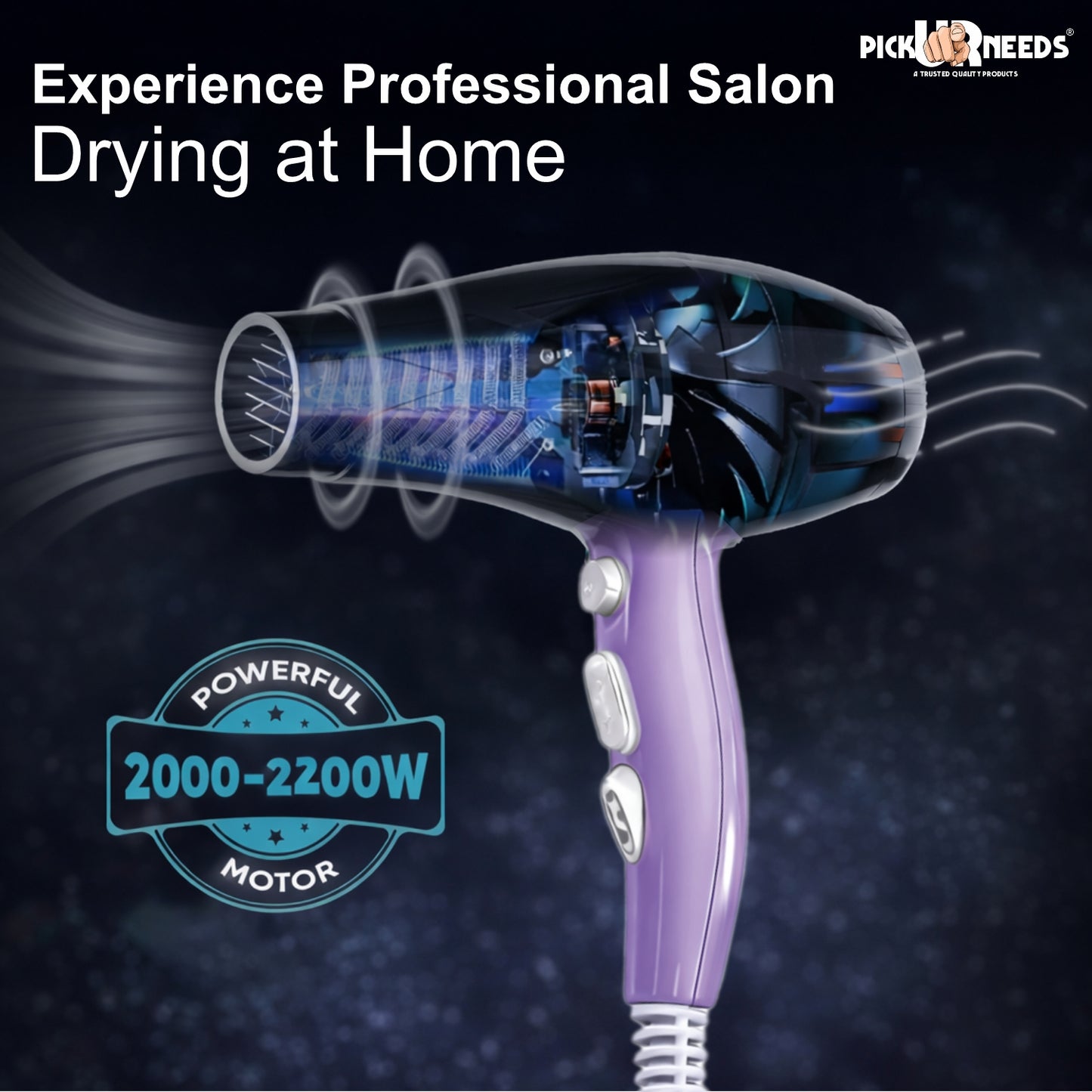 Pick Ur Needs Hair Dryer for Women & Men Quick Dry Hot and Cold Air Low Noise Dryer Hair Dryer