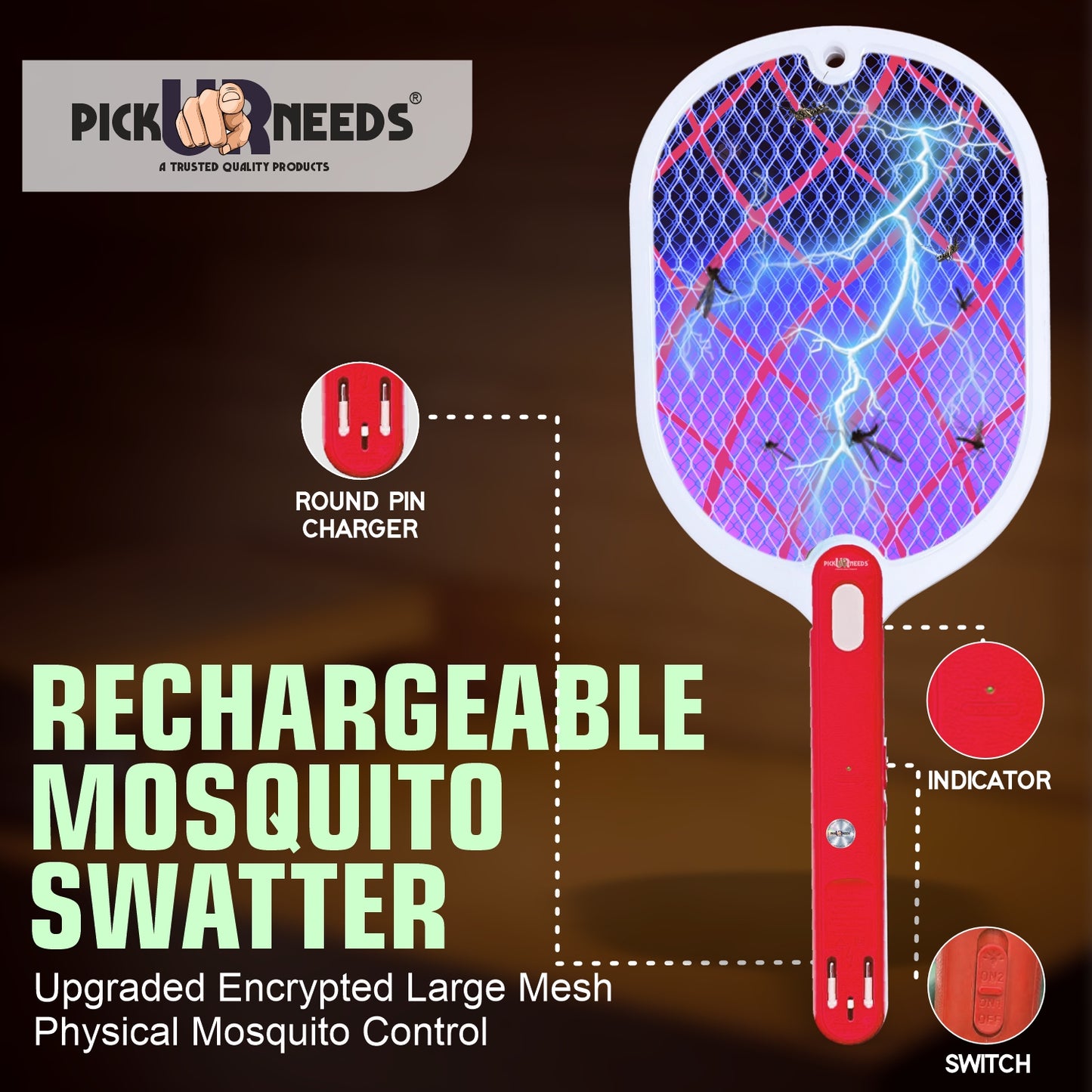 Pick Ur Needs High Power Rechargeable Mosquito Killer Bat/Racket For Indoor & Outdoor Electric Insect Killer Indoor, Outdoor  (Bat)