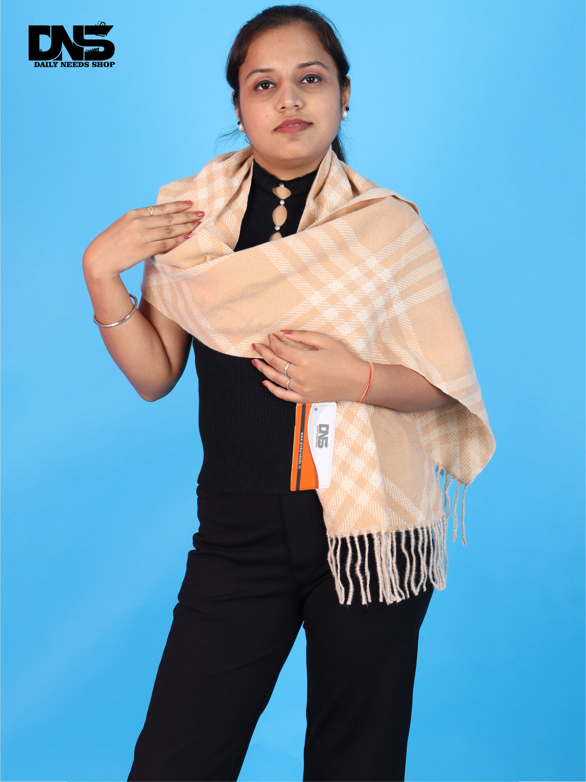 Pick Ur Needs Women & Girls Winter Muffler Soft Warm Lightweight Wrap with Fringe Stylish Winter Scarf for Casual & Ethnic Wear