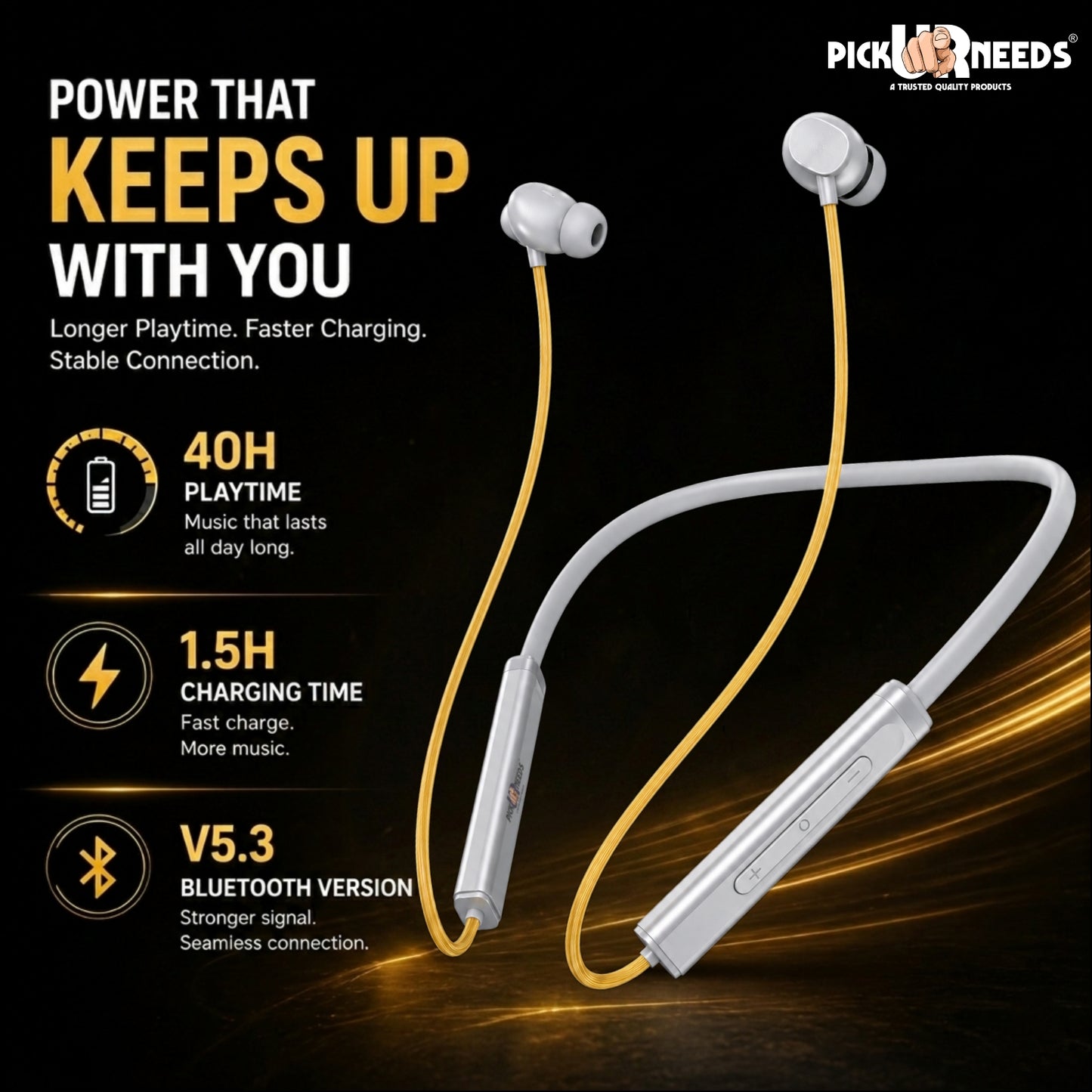 Premium Wireless Bluetooth Neckband Earbuds with HD Sound & Comfortable Fit