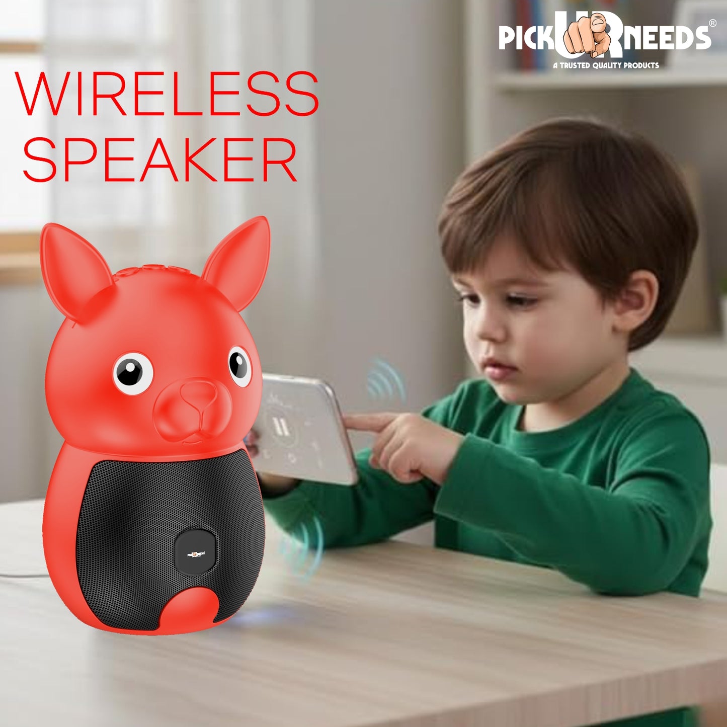 Pick Ur Needs Bunny Bluetooth Speaker | Cute Portable Wireless Speakers with TWS, FM Radio, USB & TF Card | Rechargeable Mini Speaker for Kids & Desk Use