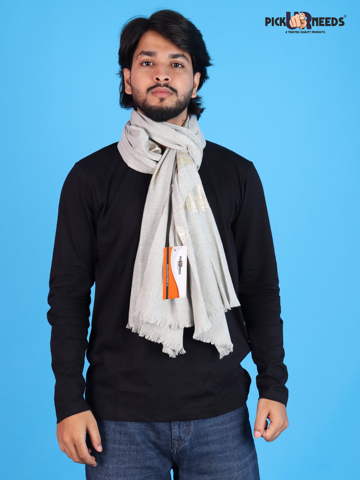 Pick Ur Needs Winter Shawl, Scarf, Stole & Muffler with Elegant Feather Print Soft Lightweight Winter Wrap for Men Stylish Scarf Stole for Kurta, Shirt For Boys
