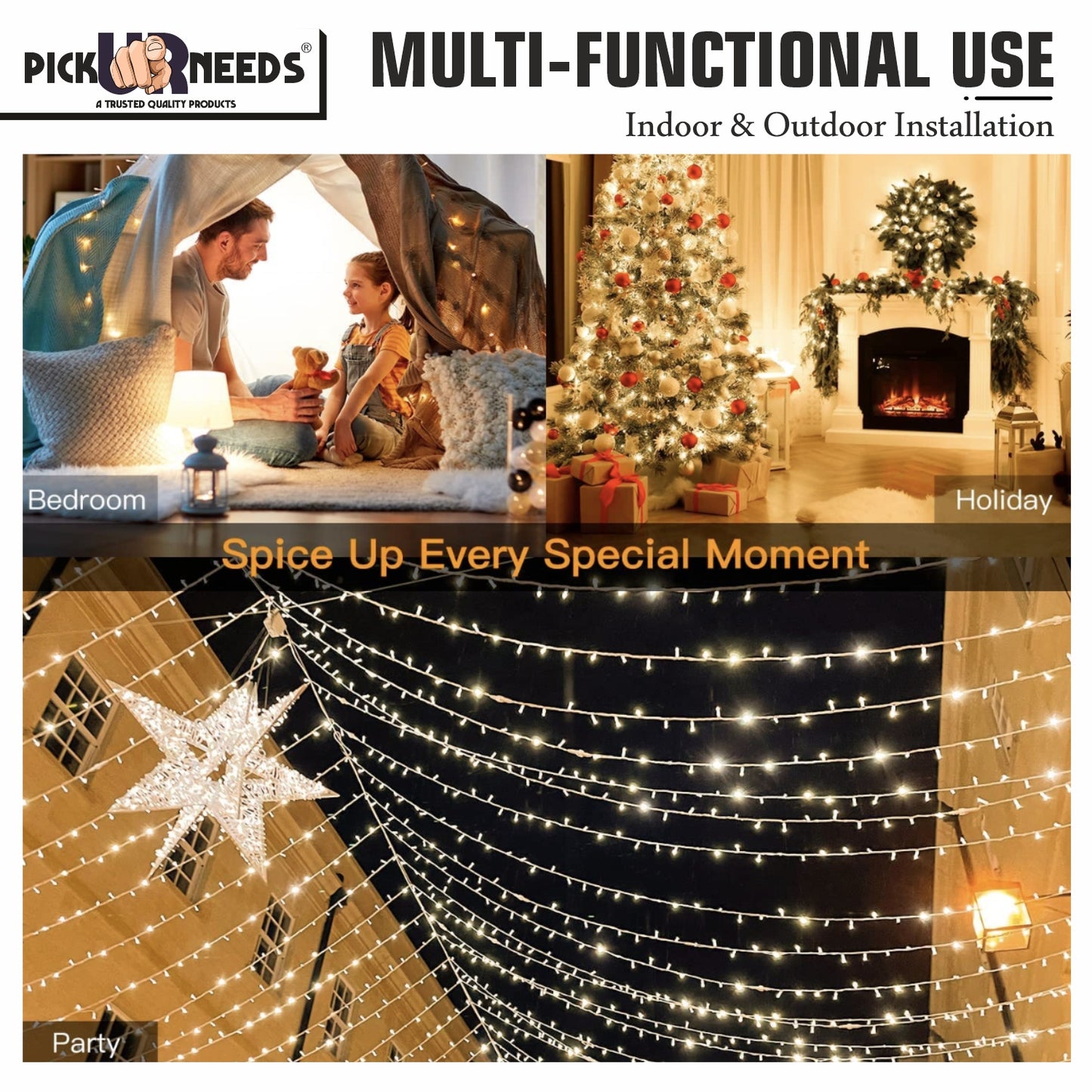 Pick Ur Needs 74 LEDs 10 m Blue Steady String Rice Lights