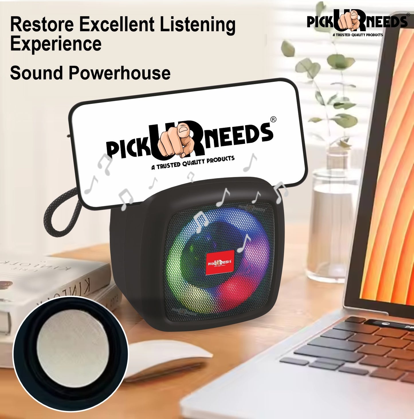 Pick Ur Needs Portable Wireless Extra Bass Mini DJ Bluetooth Party Speaker with RGB Lightshow 5 W Bluetooth Speaker  (Green, 5.0 Channel)