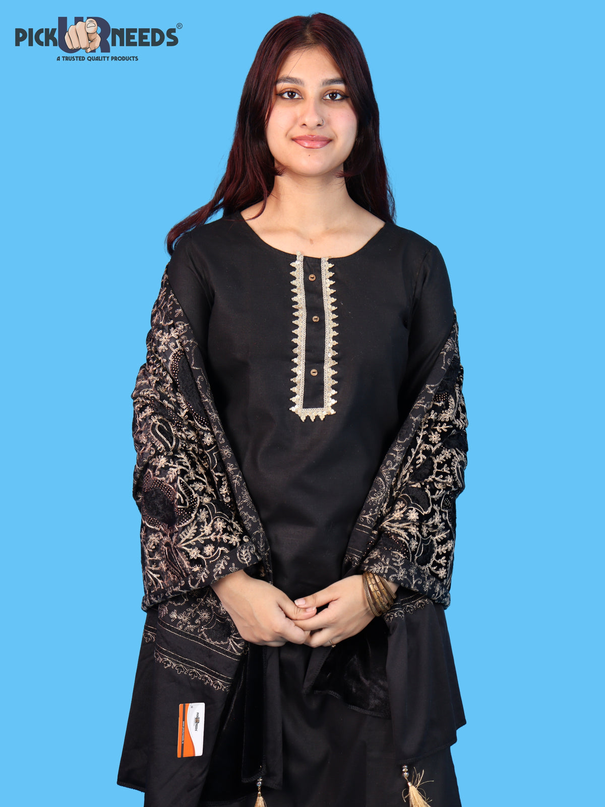 Pick Ur Needs Premium Winter Shawl for Women Ultra Soft & Cozy Warm Velvet Fabric with Rich Traditional Floral Design For Girls